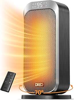 Dreo Quiet Space Heater, 1500W Portable Heaters for Indoor Use with Remote, 70° Oscillation, Fast and Safety Electric PTC Ceramic for Desk Office Bedroom, 12H Timer