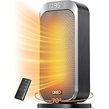 DREO Quiet Space Heater, 1500W Portable Heaters for Indoor Use with Remote, 70&deg; Oscillation, Fast and Safety Electric PTC Ceramic for Desk Office Bedroom, 12H Timer
