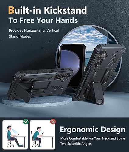 Miniatura 4 de FNTCASE Funda para Samsung Galaxy S23-FE funda resistente de grado militar para teléfono celular con soporte  Protección de TPU a prueba de golpes