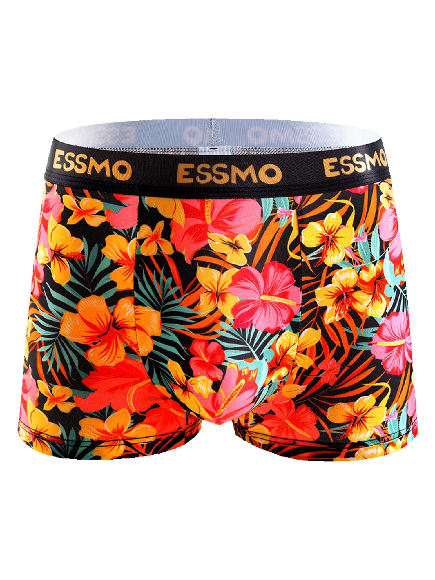 Mens Underwear Support Pouch Men's Boxer Brief Lightweight Breathable Underwear, Pink&yellow Floral, M