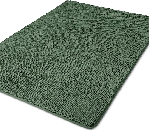 Miniatura 127 de Yeaban Alfombras de baño gris oscuro – Gruesas alfombras de baño de chenilla | Alfombras de baño absorbentes y lavables antideslizantes, alfombras