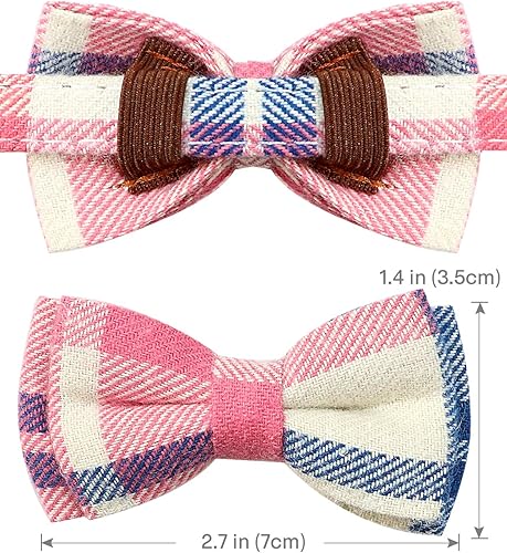 Vista 65 de Collar Joytale con corbatín y campana, lindos patrones de cuadros, 1 o 2 unidades de collares de seguridad para gato, Rojo