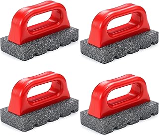 Wenqik Lot de 4 outils de ma&ccedil;onnerie avec poign&eacute;e pour b&eacute;ton, grain 20, outil de lissage, nettoyage et retrait des marques (rouge)