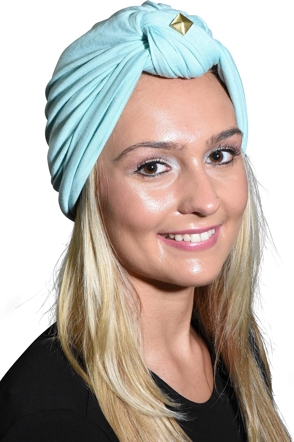 Landana Headscarves Turbans for Women with Twist/Knot Front and Gold Stud