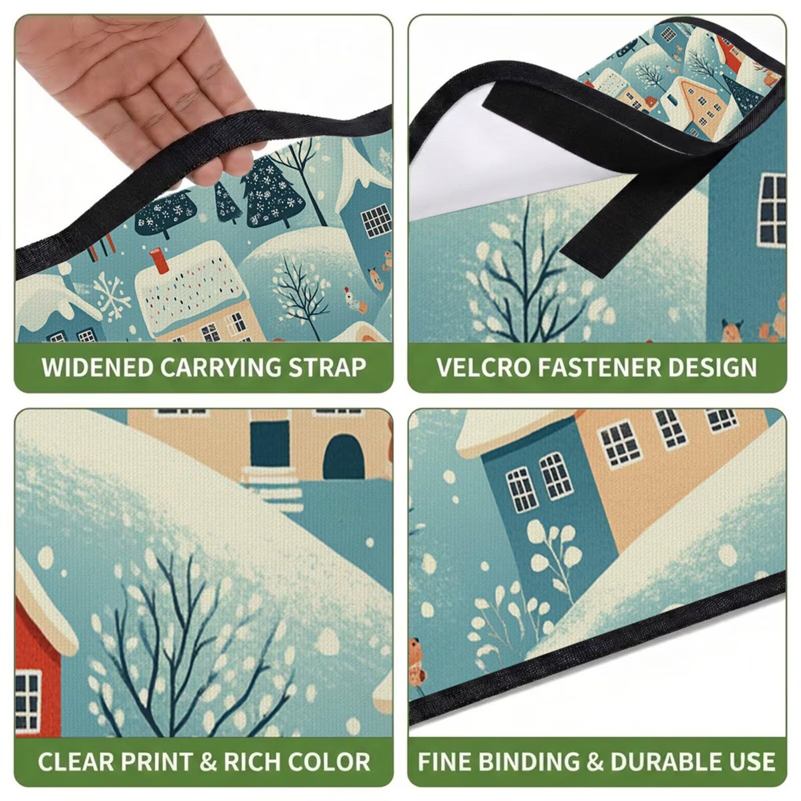 Coperta de Picnic 150x200 cm, albero di Natale in inverno Manta Picnic Impermeable Anti-Sabbia Manta de Playa Pieghevole, Outdoor Picnic Blanket per Spiaggia, Camping, Giardino, Trekking - FZ-108