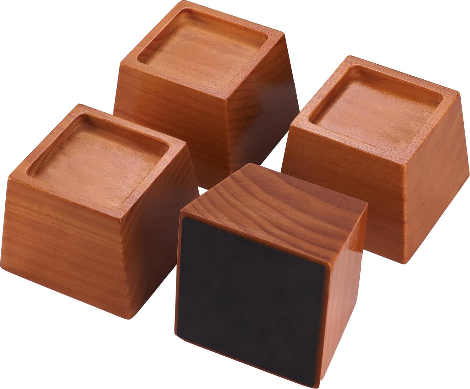 Premium Pine Wood 4-Inch Furniture Risers – Heavy-Duty, 2000 Lb Capacity, Floor Protectors, Easy to Install, Versatile for Beds, Sofas, & More