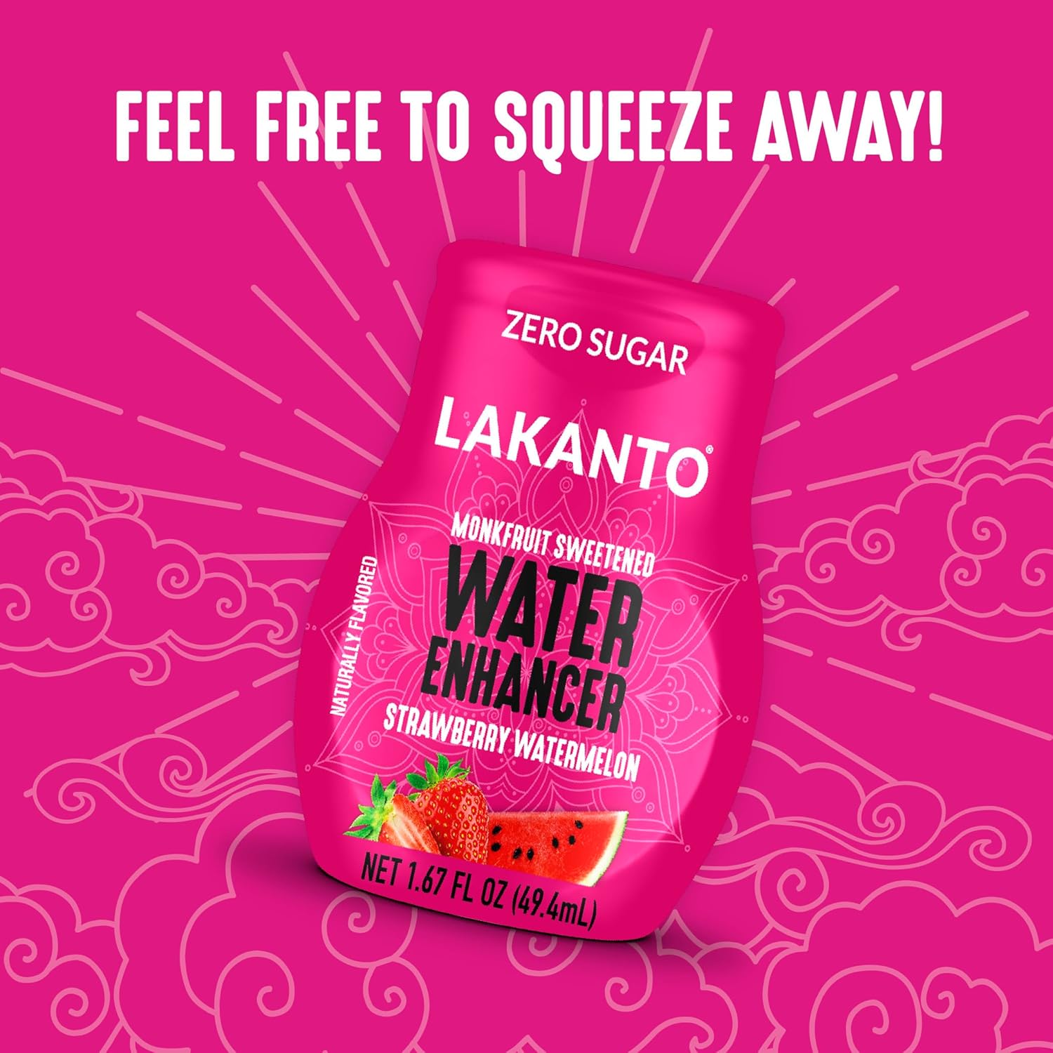 Lakanto Sugar Free Water Enhancer - Sweetened with Monk Fruit Sweetener and Erythritol, On the Go Liquid Hydration, Zero Sugar, Naturally Flavored - Strawberry Watermelon (1.67 fl oz - Pack of 6)