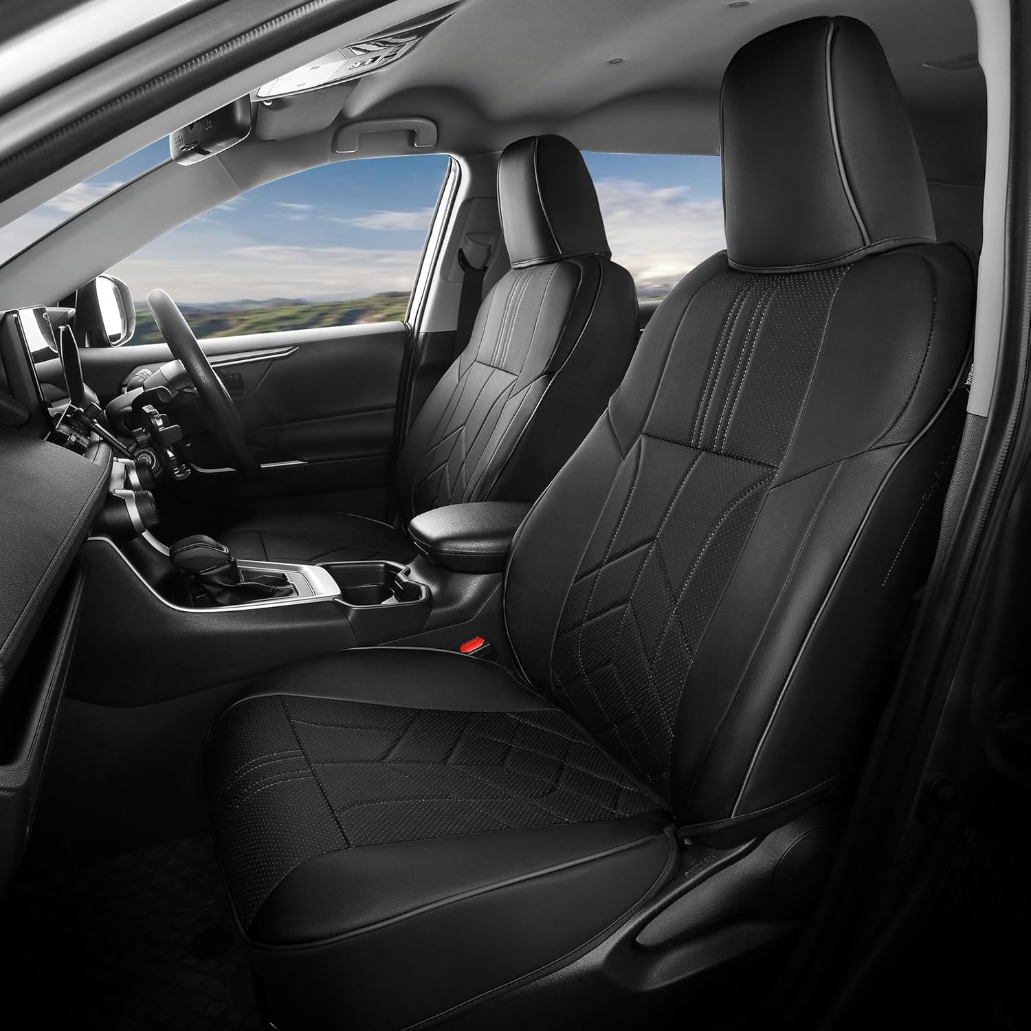 Aomsazto car seat covers fit for toyota rave4/ rave4 hybrid 2013-2018 full set leather car seat cover atomotive seat waterproof compatible