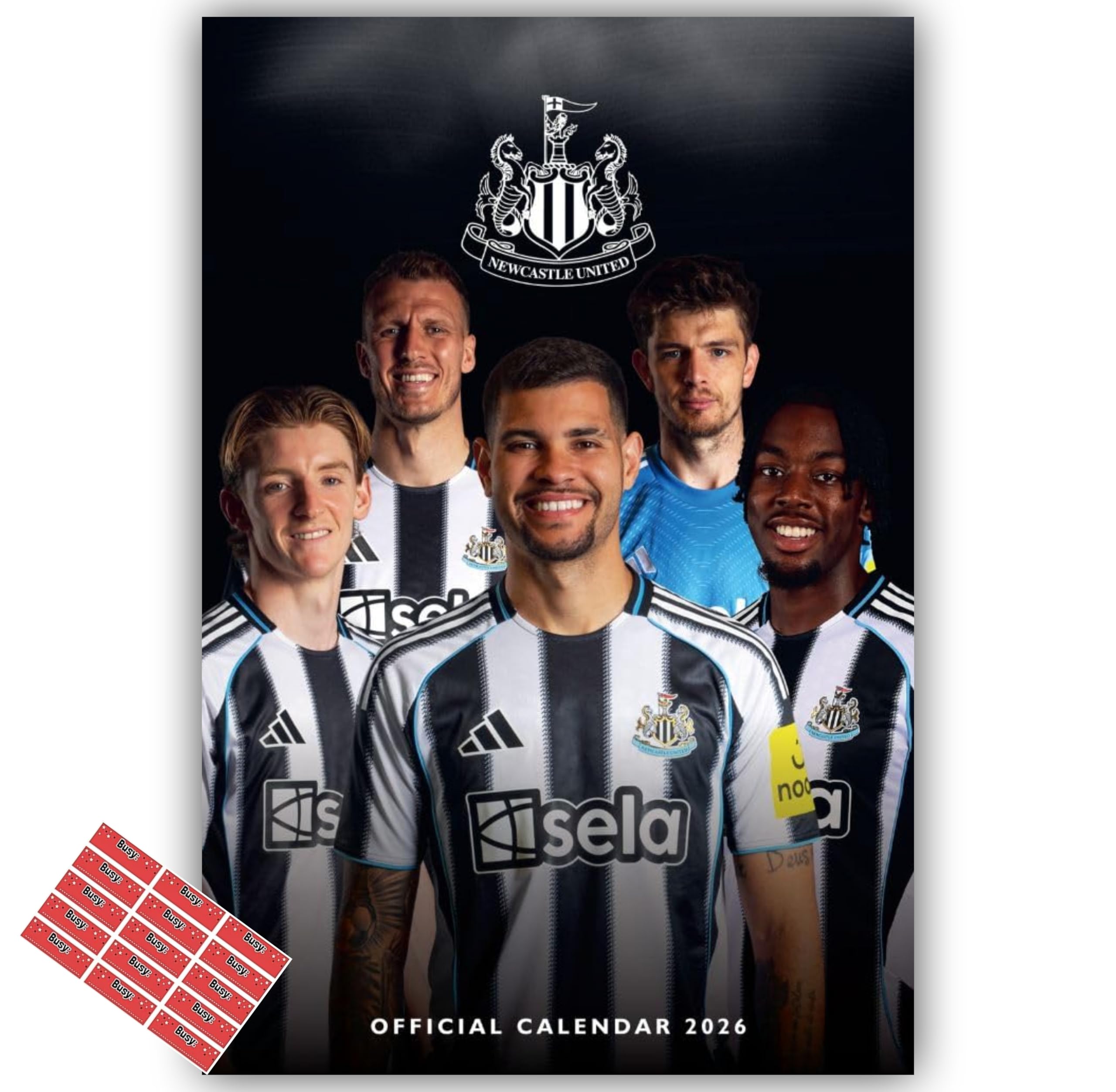 Newcastle Calendar 2026 A3 Football Calendar Gift Present with FREE Organising Stickers Included
