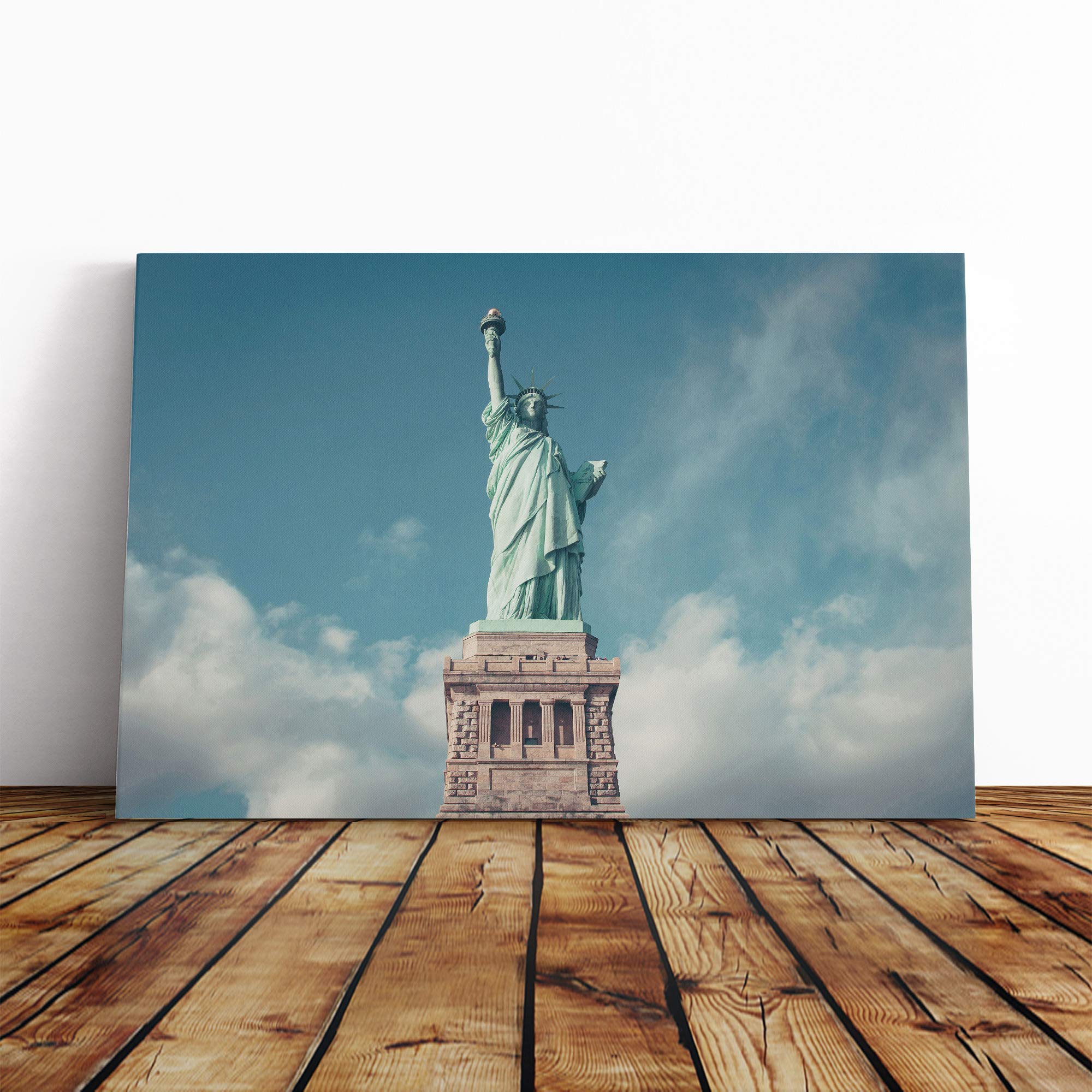 The Statue of Liberty New York City (2) Canvas Print | Gallery Wrapped 30mm Frame Wall Art | 20x14 inches | Ready to Hang | Modern Cityscape Picture | Living Room Bedroom Lounge Office