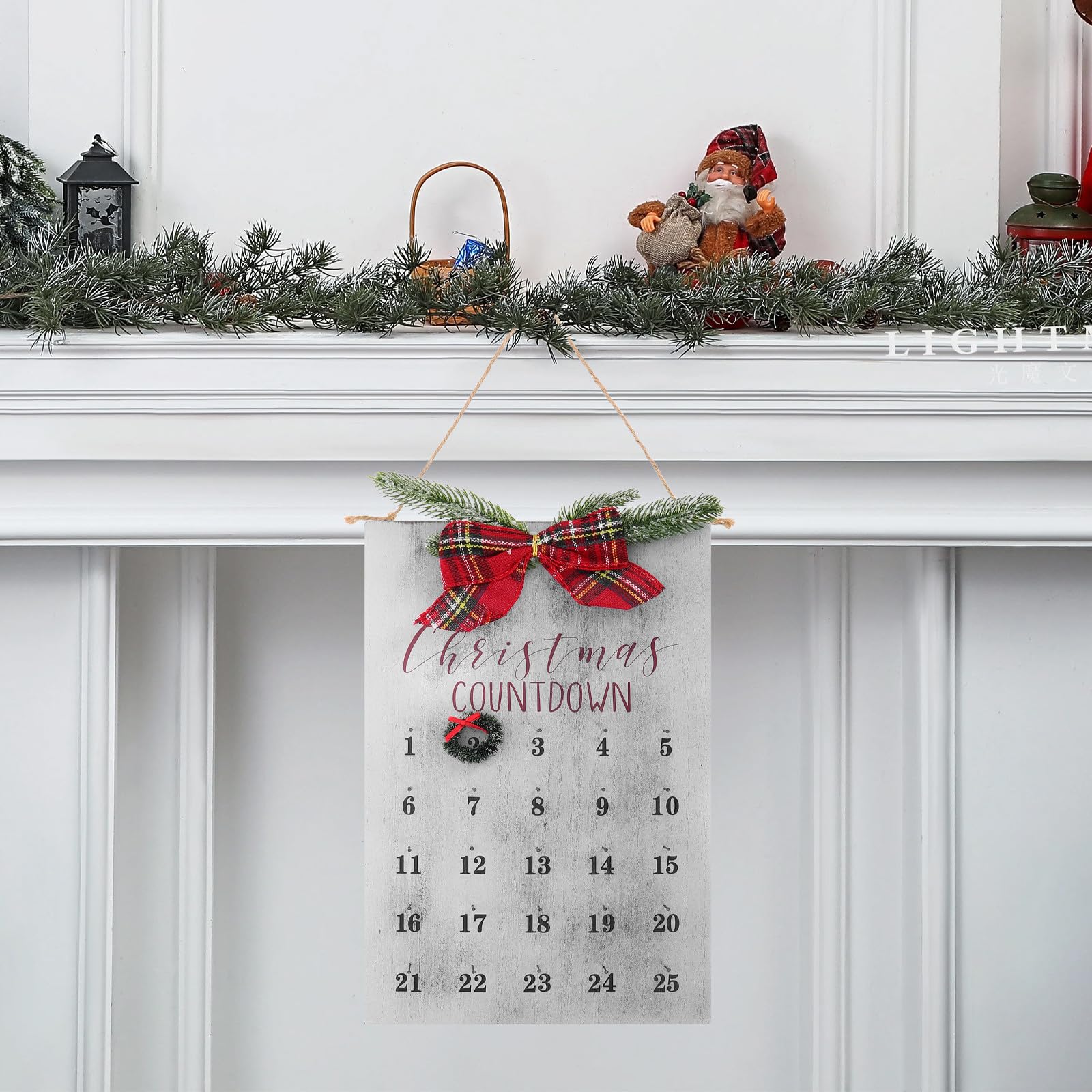 Weihnachtskranz Adventskalender mit Multifunktionaler Countdown Funktion aus Dichteplatte Schön Gestaltet für Einkaufszentrum und Büro als Festliche Wandbehang Dekoration