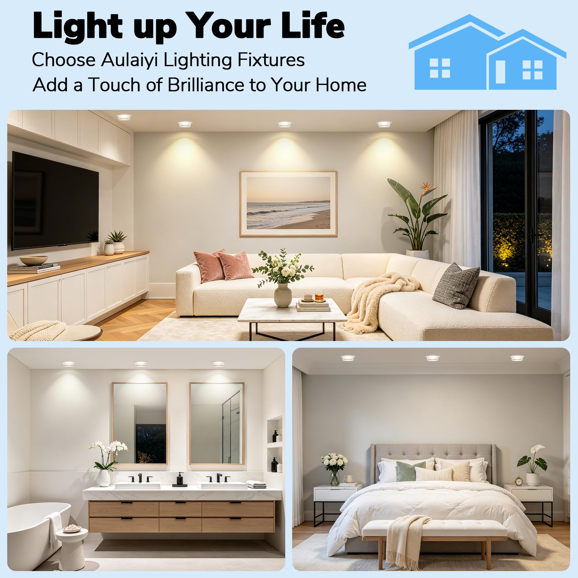 Foco Empotrable GU10 Juego de 12, Antideslumbramiento con Efecto Halo, Foco LED Techo Blanco Ultra Fino IP44 Resistente al Agua, Orificio 72-80mm Ajustable, para Baño Cocina Salón,Sin Bombilla