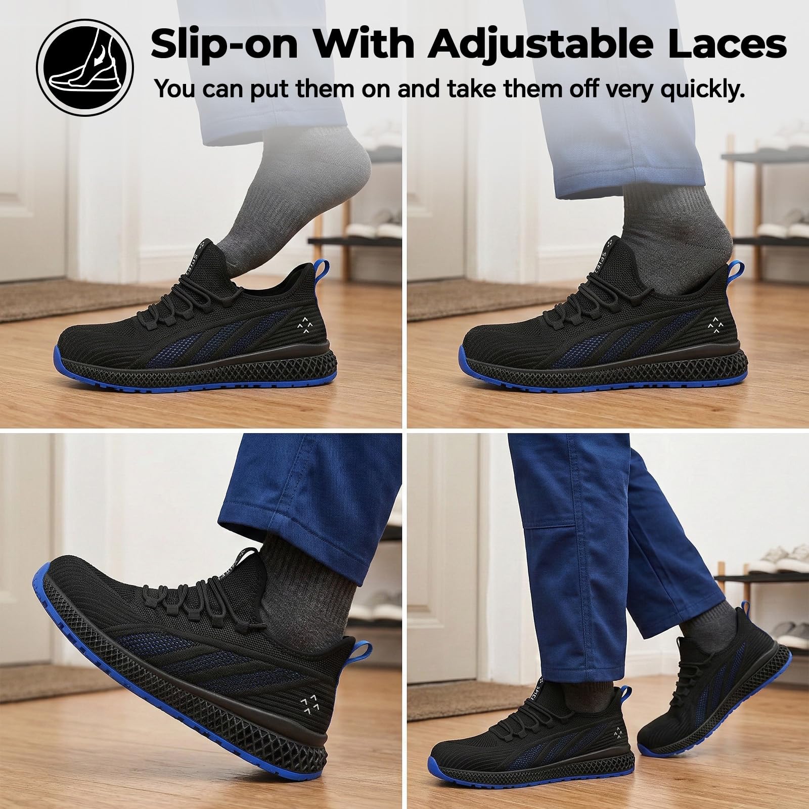 SPIEZ Zapatos de Seguridad Hombre Mujer,Ligeros,Transpirables con Punta de Composite Certificada, Antideslizantes, Estilo Deportivo para Trabajo Diario, Almacén o Cocina,Tallas 35-46