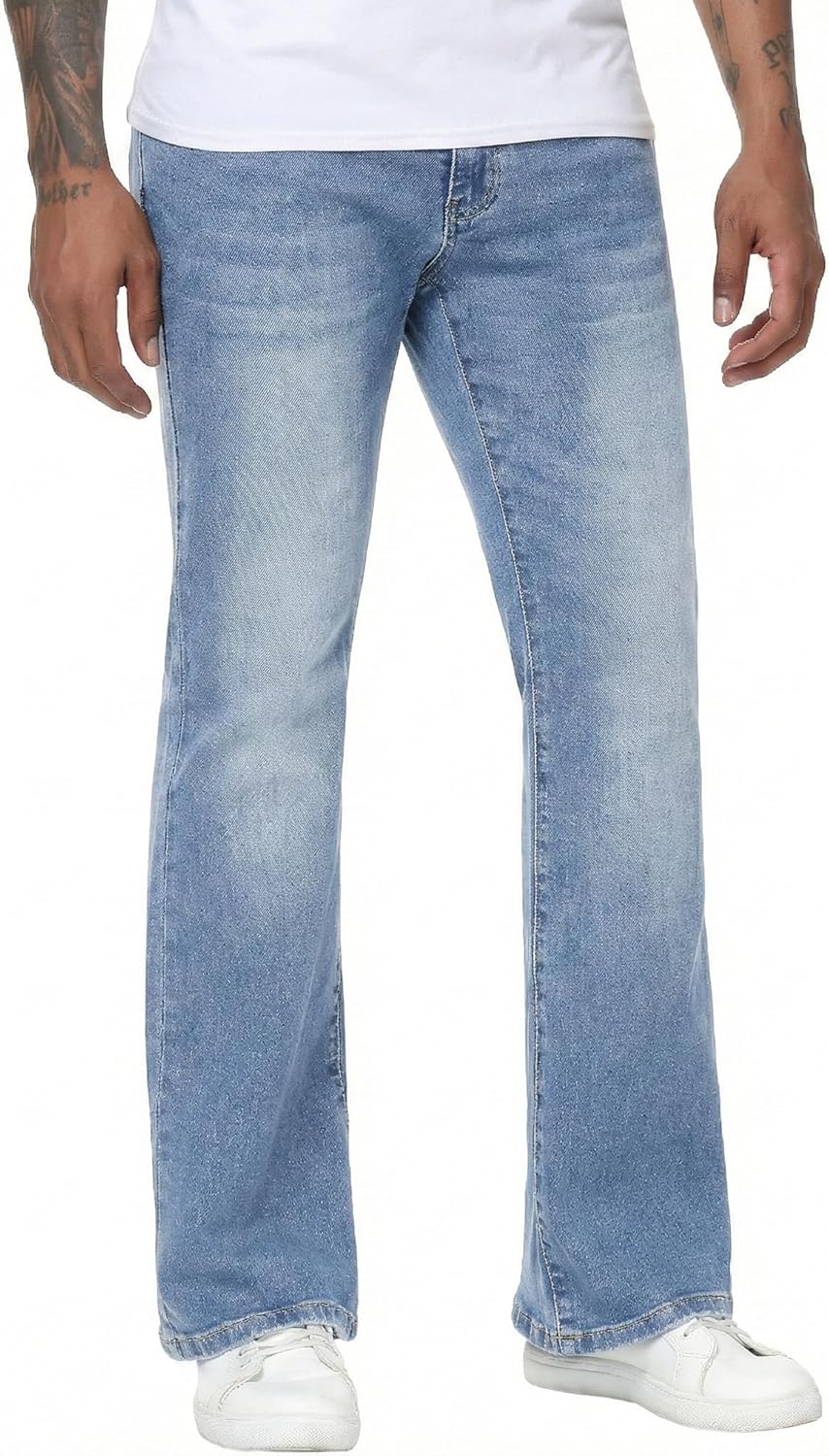 Men's Flared Jeans Slim Fit Bell Bottom Denim Pants - Stretch Old Money Quiet Luxury Casual Everyday Trousers