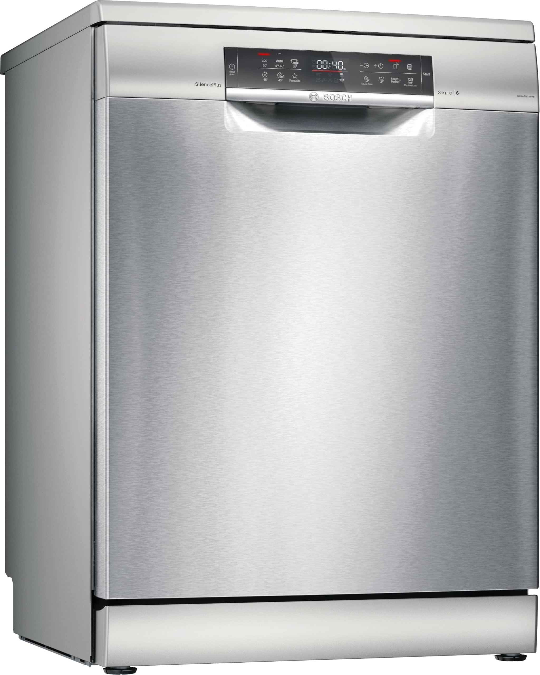 BOSCHSeries 6 Free-standing Dishwasher, 13 Place Settings, Remote Start, HygienePlus 60 cm, Brushed Steel Anti-fingerprint SMS6EMI65M