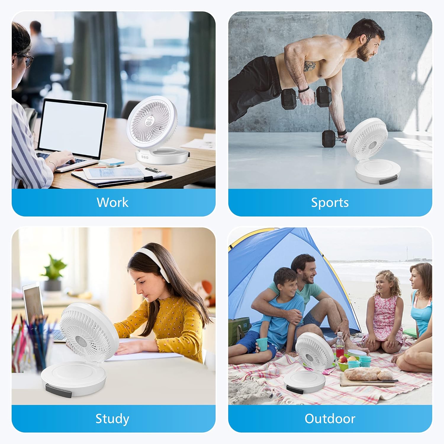 COMFIER Mini Desk Fan, Air Circulator Personal Desk Fan, Quiet,4 Speeds Portable USB Fan,120°Rotate Negative Ion Fan,Personal Table Fan with Breathing Night Light for Home, Office, Travel, Camping : Electronics
