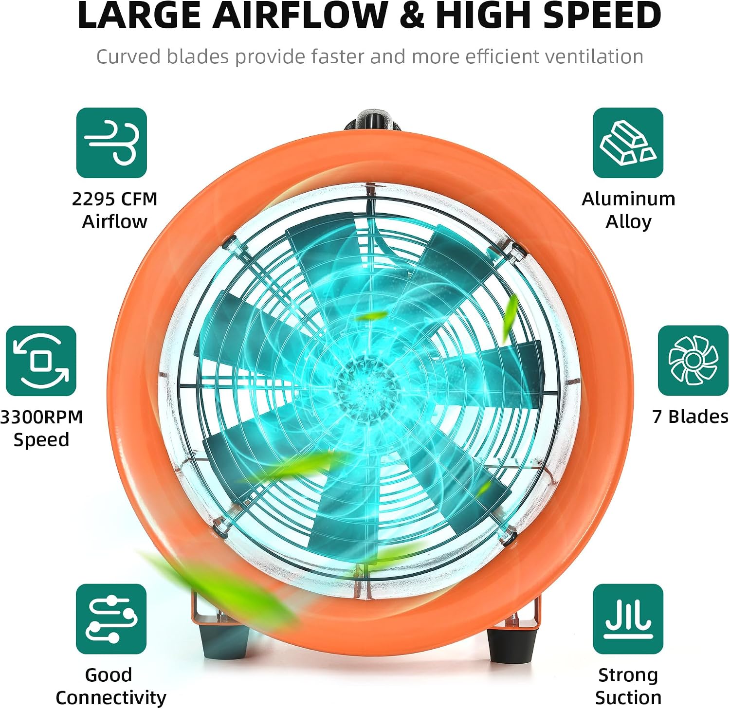YITAHOME Exhaust Fan 12 Inch, Utility Blower Extractor Fan High Velocity, Portable Ventilation Fan with 16FT Ventilator Duct Hose for Industrial, Paint Booth
