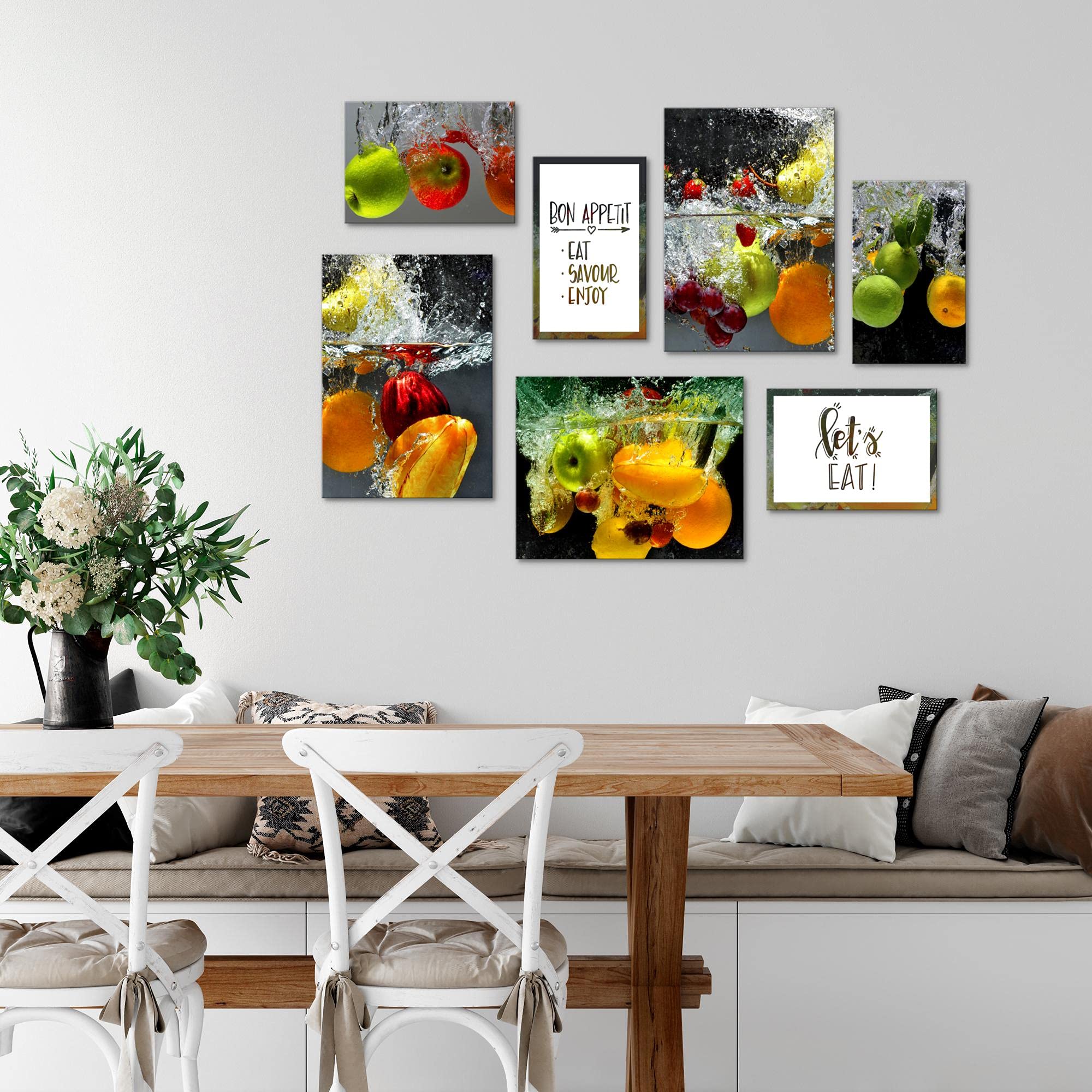 Set Cuadros Decorativos - COMPLETAMENTE LISTO PARA COLGAR - Imágenes - Pampasgras - 7 Partes - N020171a