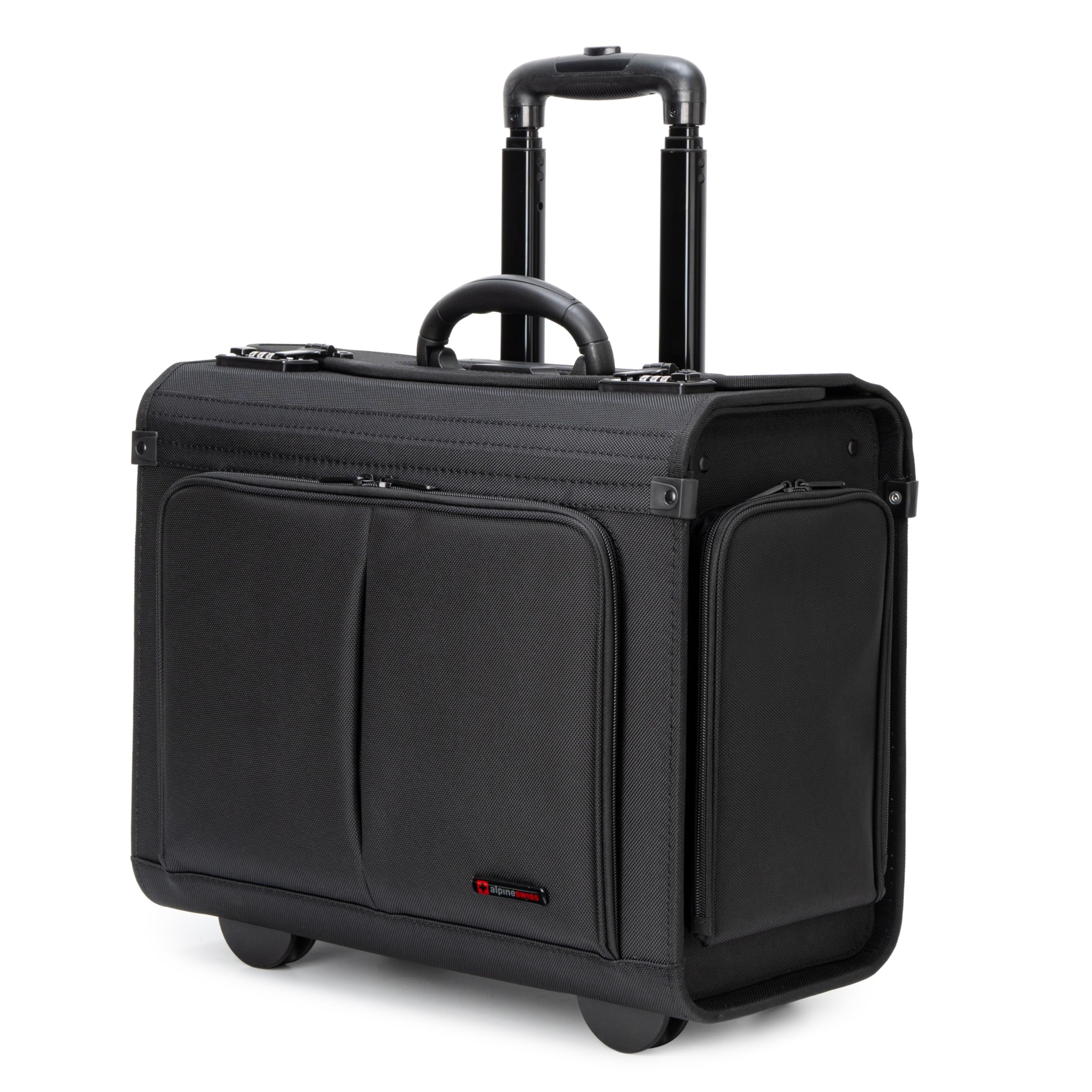 Rolling Briefcase Work Overnight Travel Bag Dual Locks Carry on Business Attache Case, Black, One Size-image-31