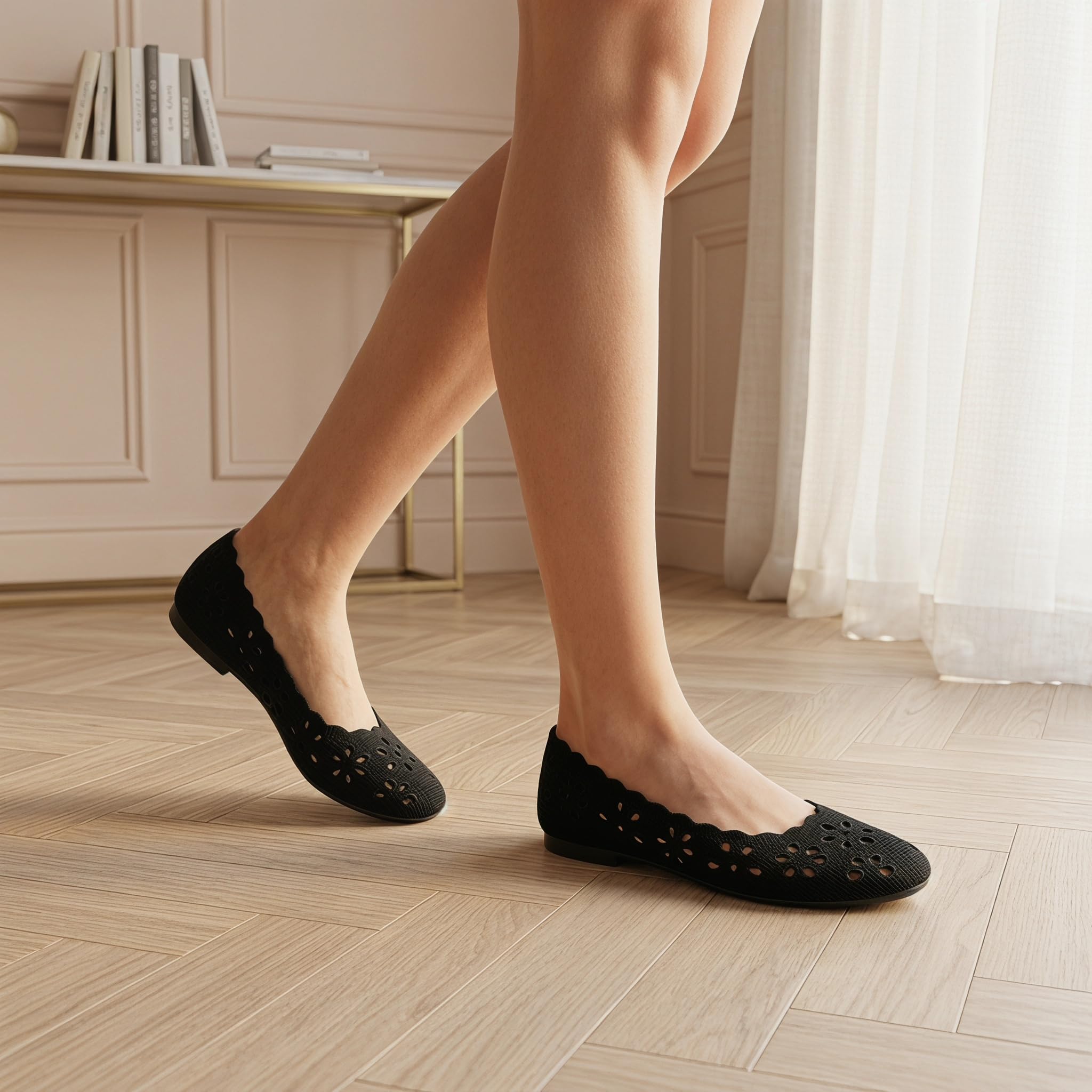 GLAMORA Bailarinas Manoletinas Caladas Mujer Zapatos Planos Transpirables Tejido Flexible Puntera Redondeada Suela de Goma Cómodos Ligeros Bailarinas Verano