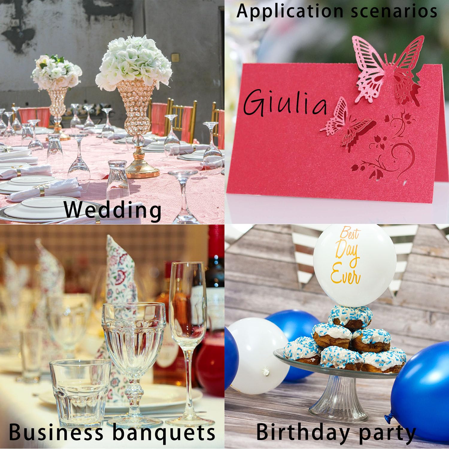 Segnaposto Farfalle Rosse Per Matrimoni - Set Da 50 Per Tavoli Di Battesimi, Comunioni E Eventi