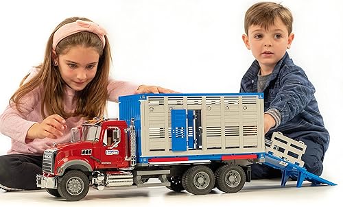 Miniatura 5 de Bruder 02830 Mack Granito Ganado Transporte Camión con 1 Ganado