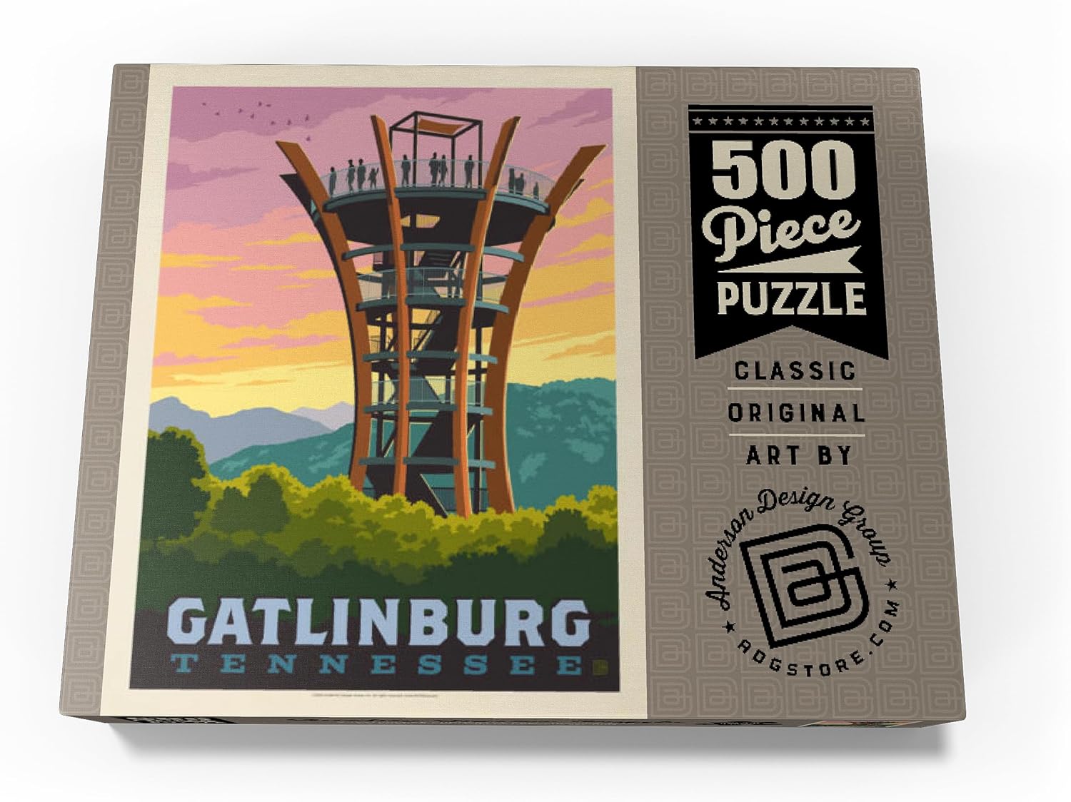 MyPuzzle Gatlinburg, Tennessee: Anakeesta Tower, Vintage Poster - Premium 500 Piece Jigsaw Puzzle for Adults
