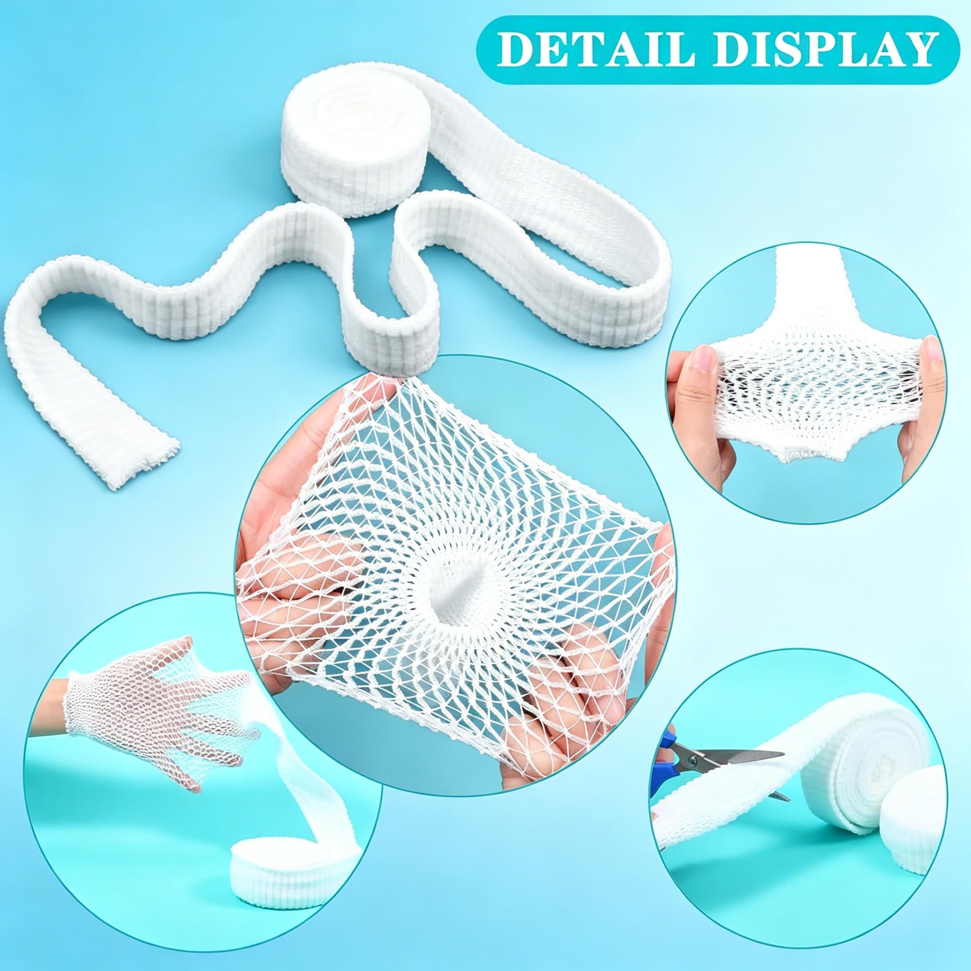 2 Rolls of Tubular Bandage, Elastic mesh Wound Dressing, Elastic Dressing fixator, Tubular Elastic Gauze Bandage, Equipped with Tape and Gauze (Used for Wounds on the arms, Legs, or feet, Sizes 3-5) — Amazon image 3