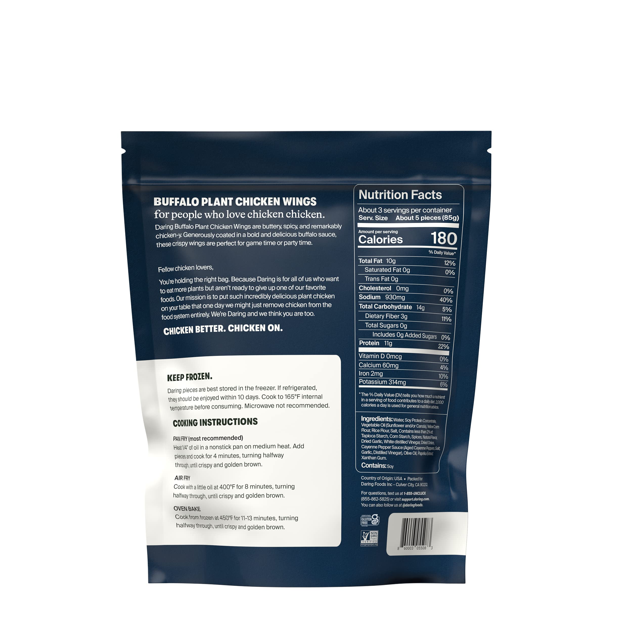 Daring Buffalo Plant Chicken Wings Vegan 8oz Pouch Frozen — view 5