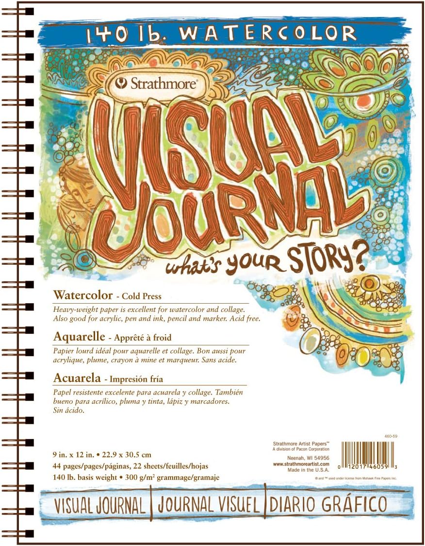 Strathmore 460-59 Visual Journal Watercolor 9 x 12-inch, 22 Sheets, White, 9"X12"