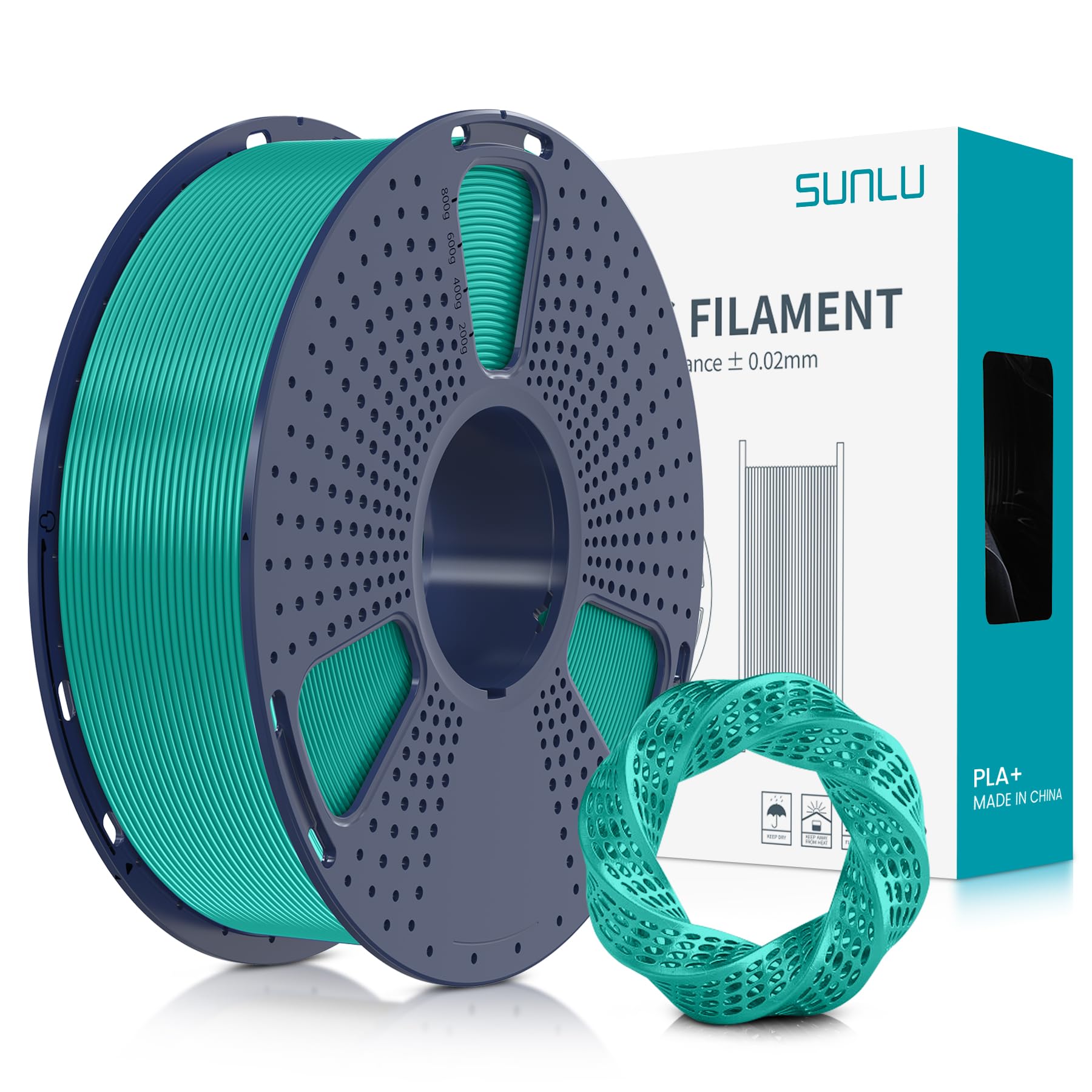 SUNLU Filamento PLA+ 1.75 mm per Stampante 3D e Penne 3D, Filamento PLA Plus 1KG,Neatly Wound, Precisione di Tolleranza del Filamento +/- 0.02 mm (Erba verde)