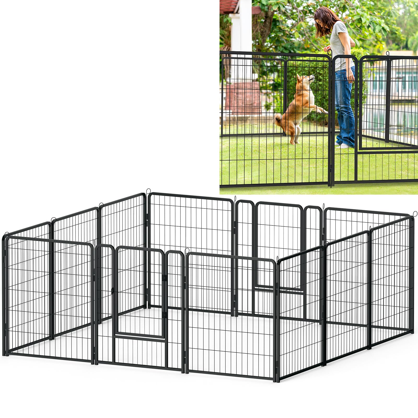 YUENFONG 12 Piezas Corralito para Cachorros Parque para Cachorros 80cm de Altura, Recinto de Juego para Perros Corral para Perros con Puerta, para Perros Conejos Pequeñas Mascotas (XXL, 792x65x80cm)