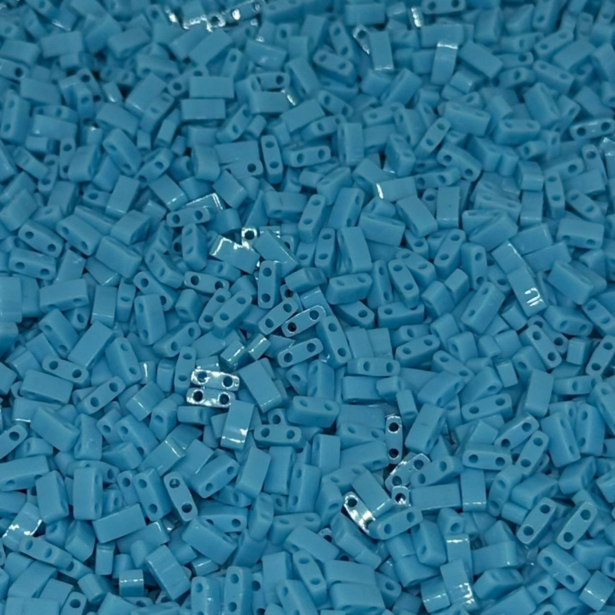 Miyuki Half Tila Beads - 2 Hole Rectangle Beads, 5x2.3x1.9 mm, 5 Grams Glass Beads Blue (HTL413)