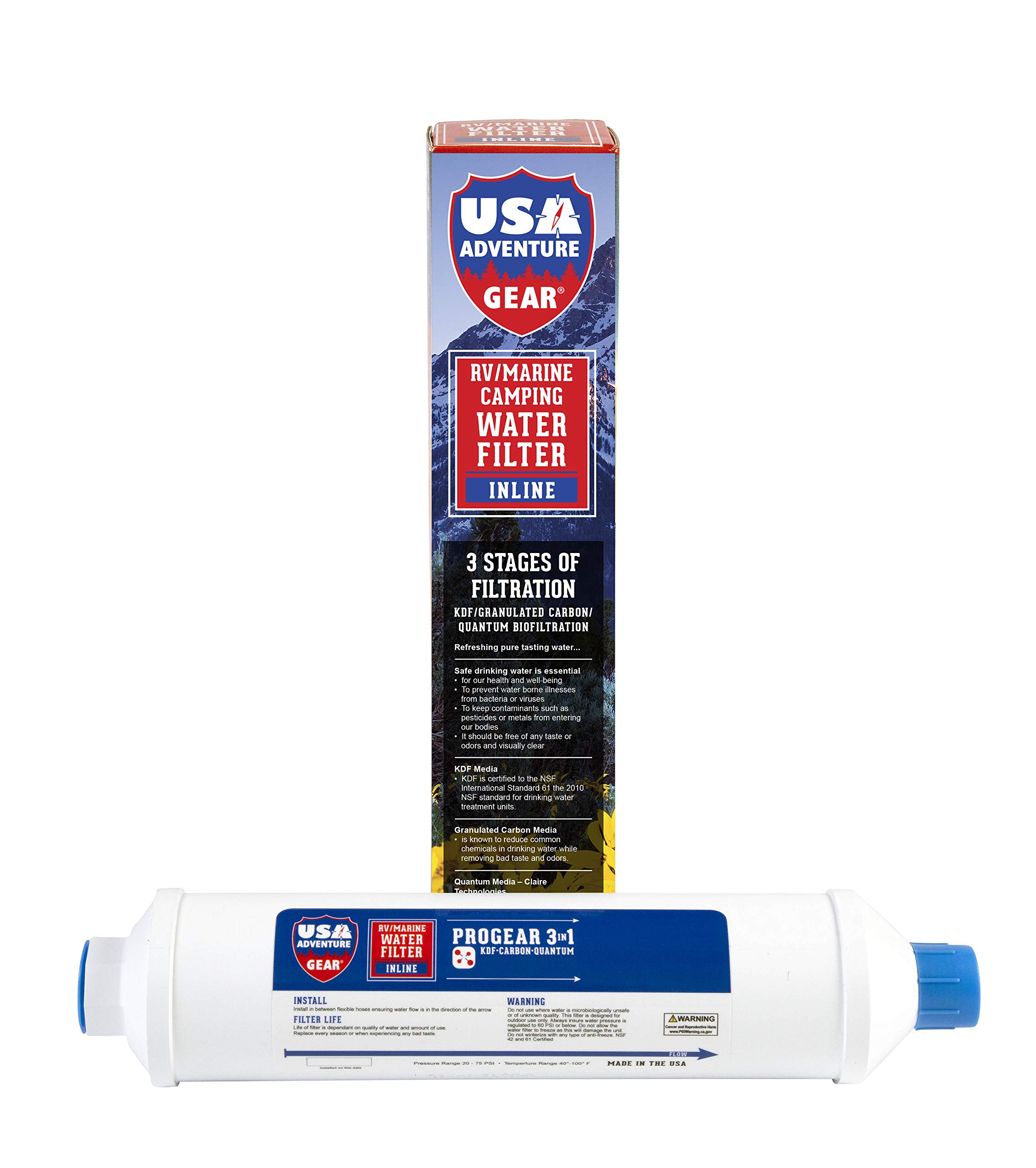 Buy 3Stage RV/Marine XXL Inline Water Filter KDF/GAC/Quantum