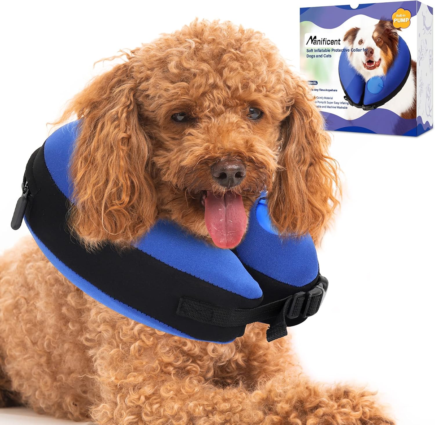 Manificent Dog Donut Collar with Builtin Pump,Inflatable
