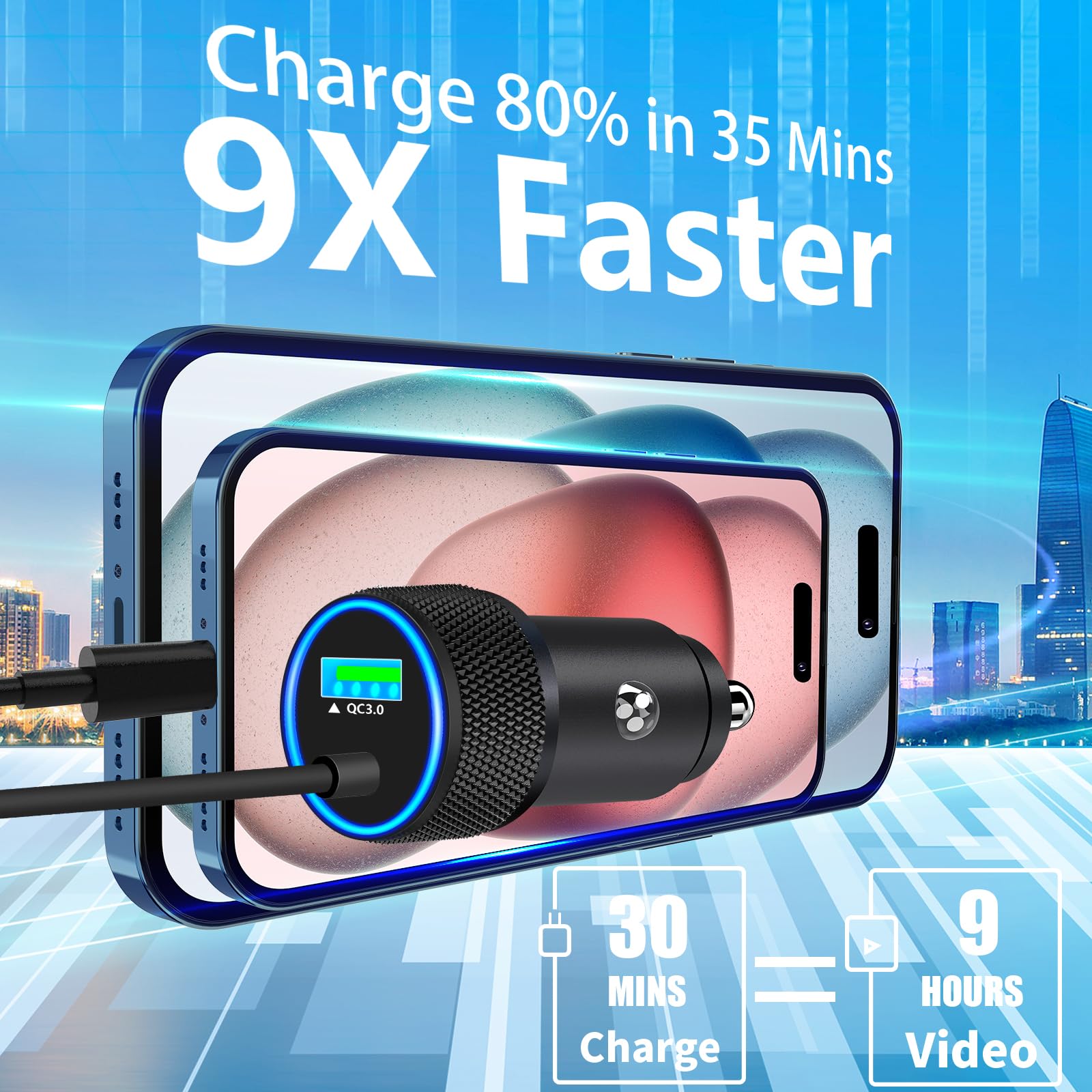 Amazon.com: 【Apple MFi Certified】iPhone Fast Car Charger, Linocell 48W  USB-C PD&QC Car Power Cigarette Lighter USB Car Carplay Charger with 6FT  Type-C to Lightning Cable for iPhone 14 13 12 11 Pro