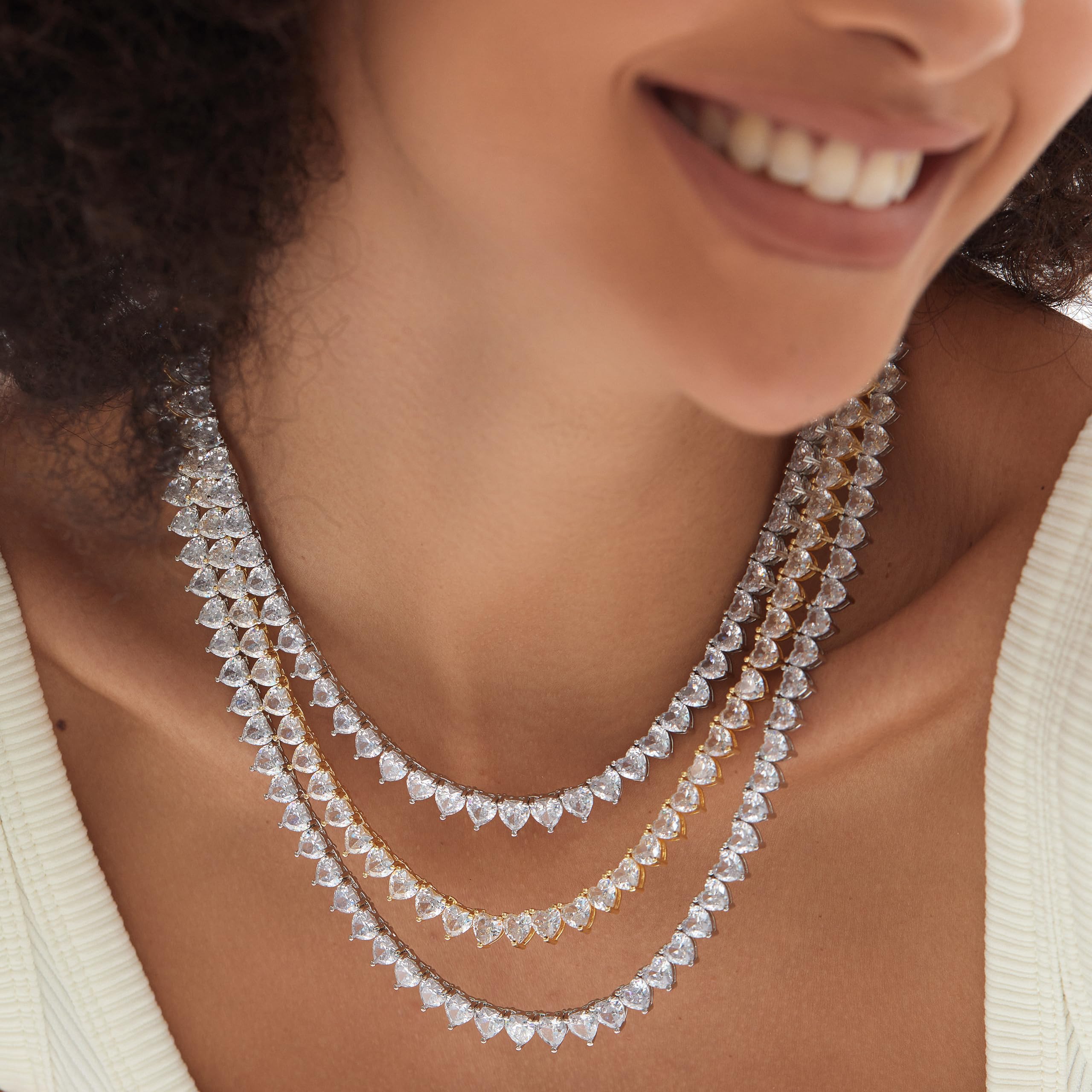 Michooyel Tennis-Halskette mit Zirkonia-Herz für Damen, Tenniskette mit CZ-Damenhalskette, 16, 18, 20 Zoll, Modeschmuck