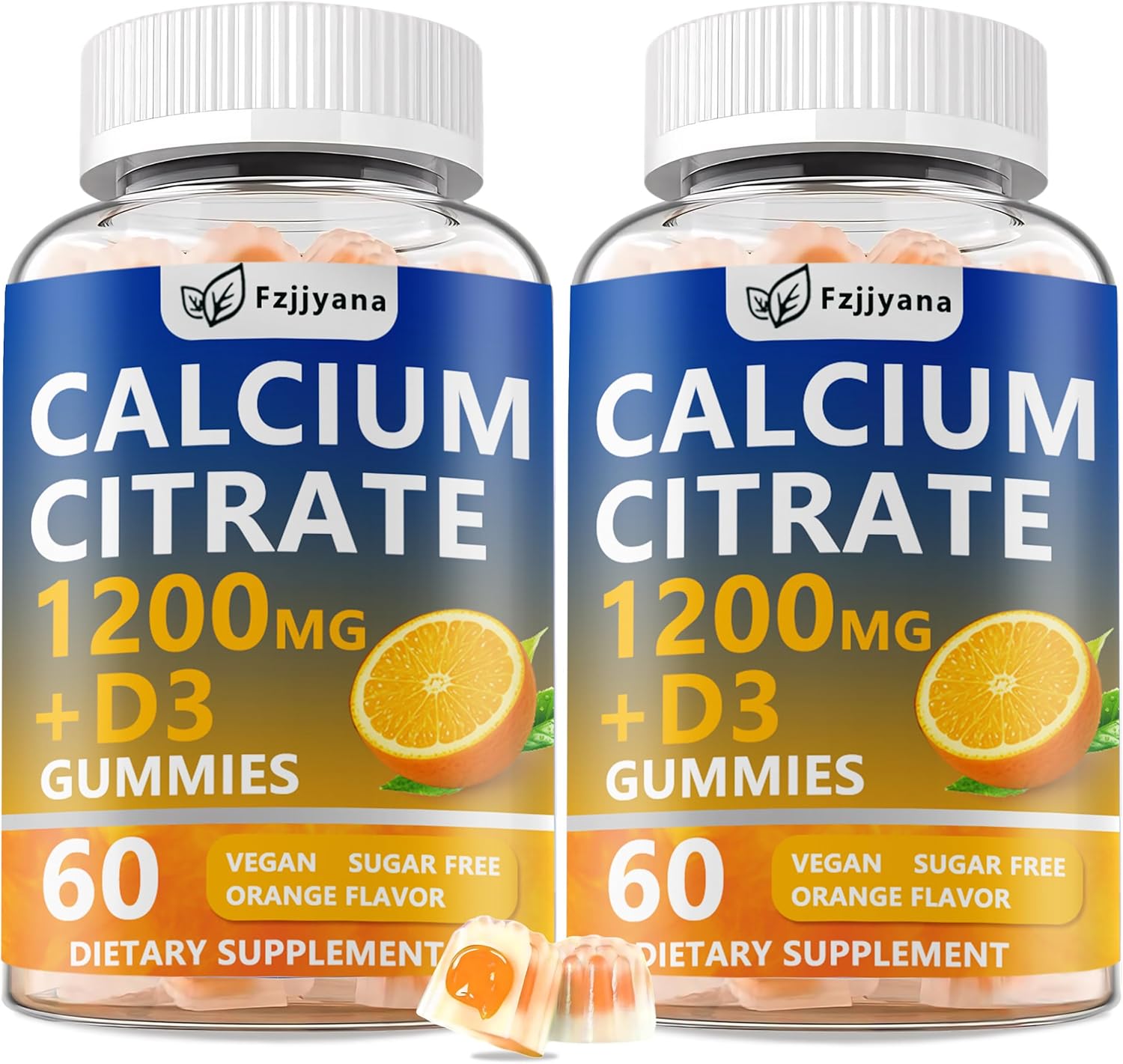 (2 Pack) Calcium Citrate with Vitamin D3 Gummies,1200 Mg Calcium Supplements for Women and Men - Supports Bone Muscle & Teeth,High Absorption - Easy to Digest,Vegan,Orange Flavor - 120 Count