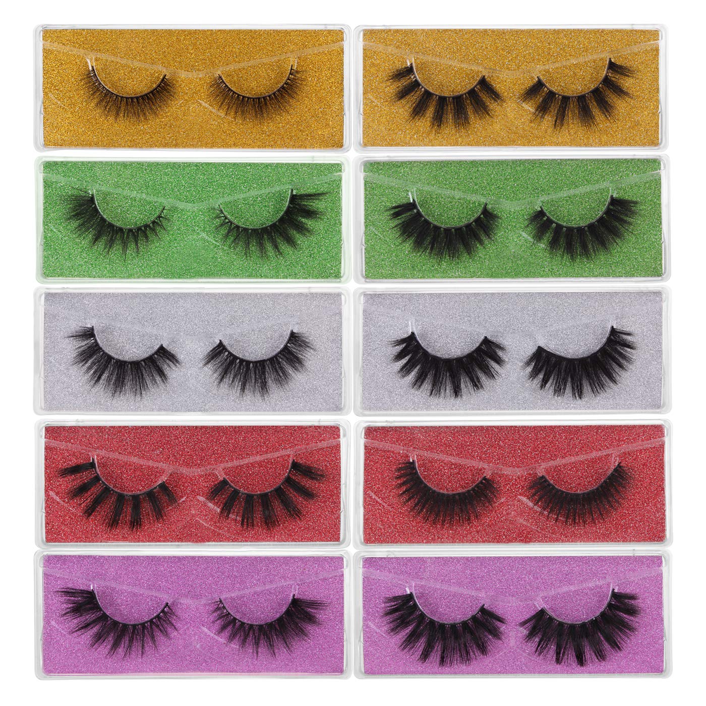 False Eyelashes 10 Pairs Professional Reusable 3D Mink Lashes Natural Thick