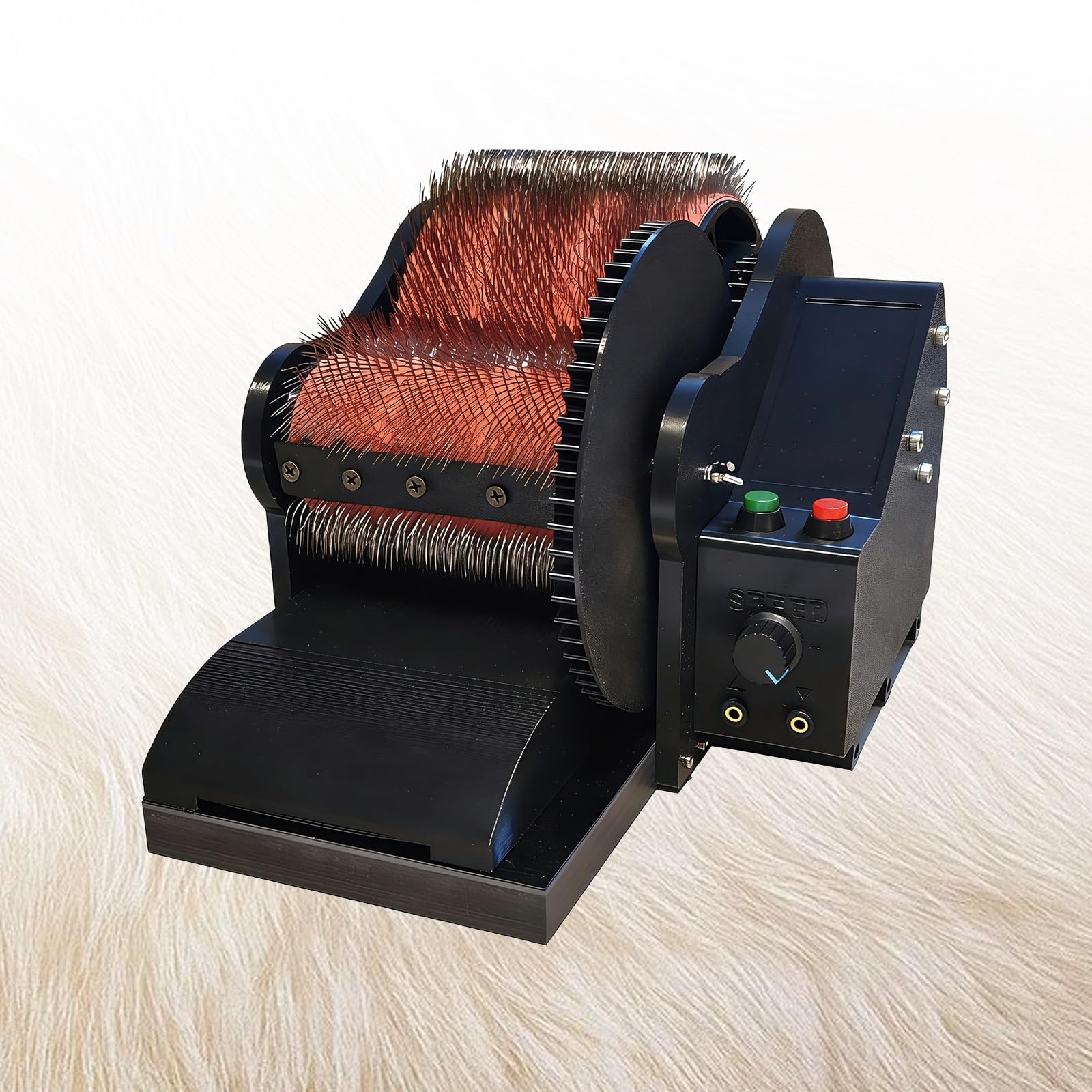 50W Elektryczna Czesarka Do Wełny Do Mieszania Włókien, Dwubębnowa Zgrzeblarka Z Pedałem Cofania I Regulowaną Prędkością (0-56 RPM), Obejmuje Grzebień Igłowy I Szydło