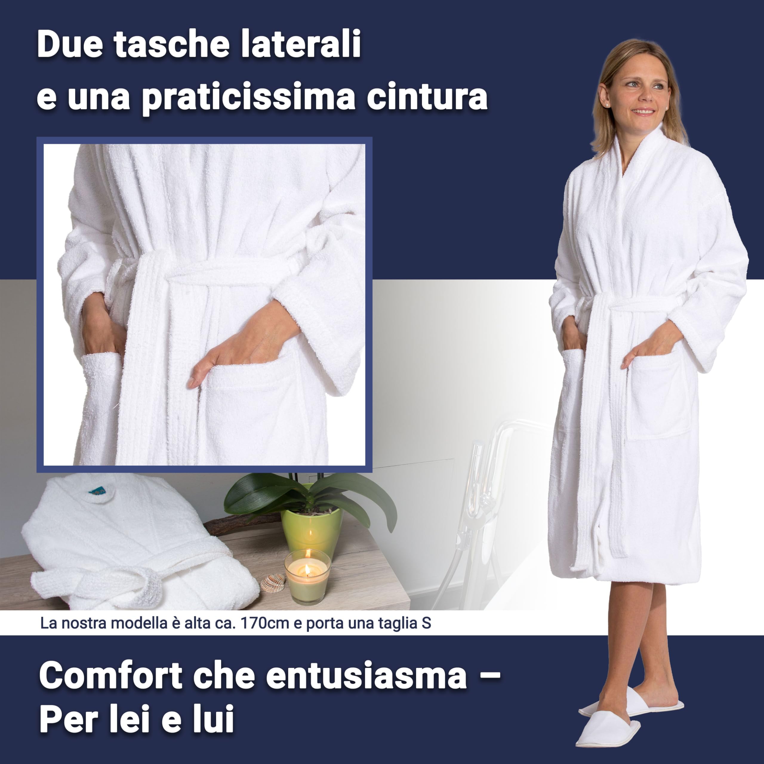 ZOLLNER Accappatoio bianco - morbido e super assorbente - da donna e uomo - cotone - 6XL - lavabile a 95°C - qualità alberghiera - Certificato OEKO TEX (R)