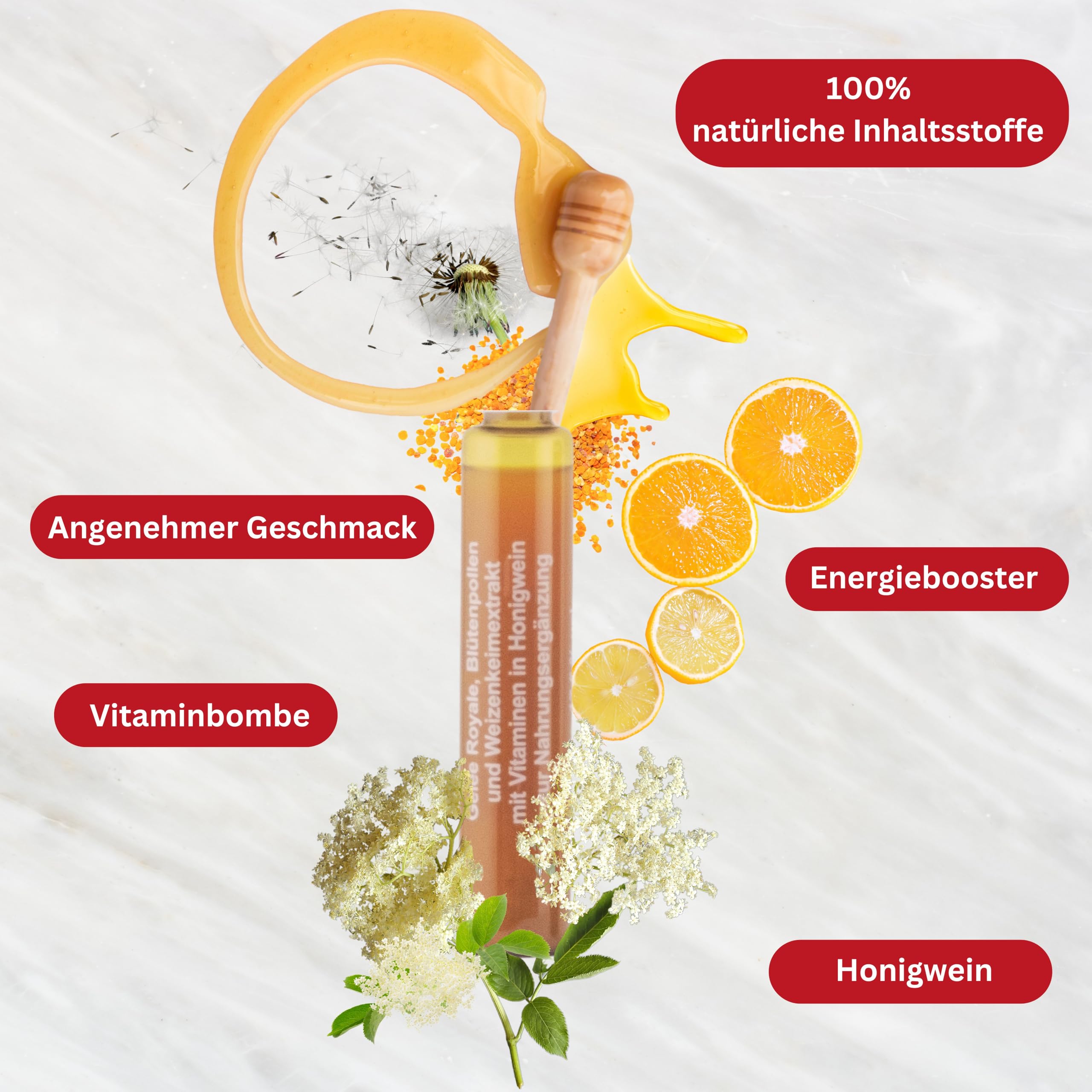 Gelee Royale Ampullen Monatspackung – 100% Rein, natürlich & hochwertige Vitamine. Zur Unterstützung von Energie, Immunität und Hautgesundheit - mit Honigwein
