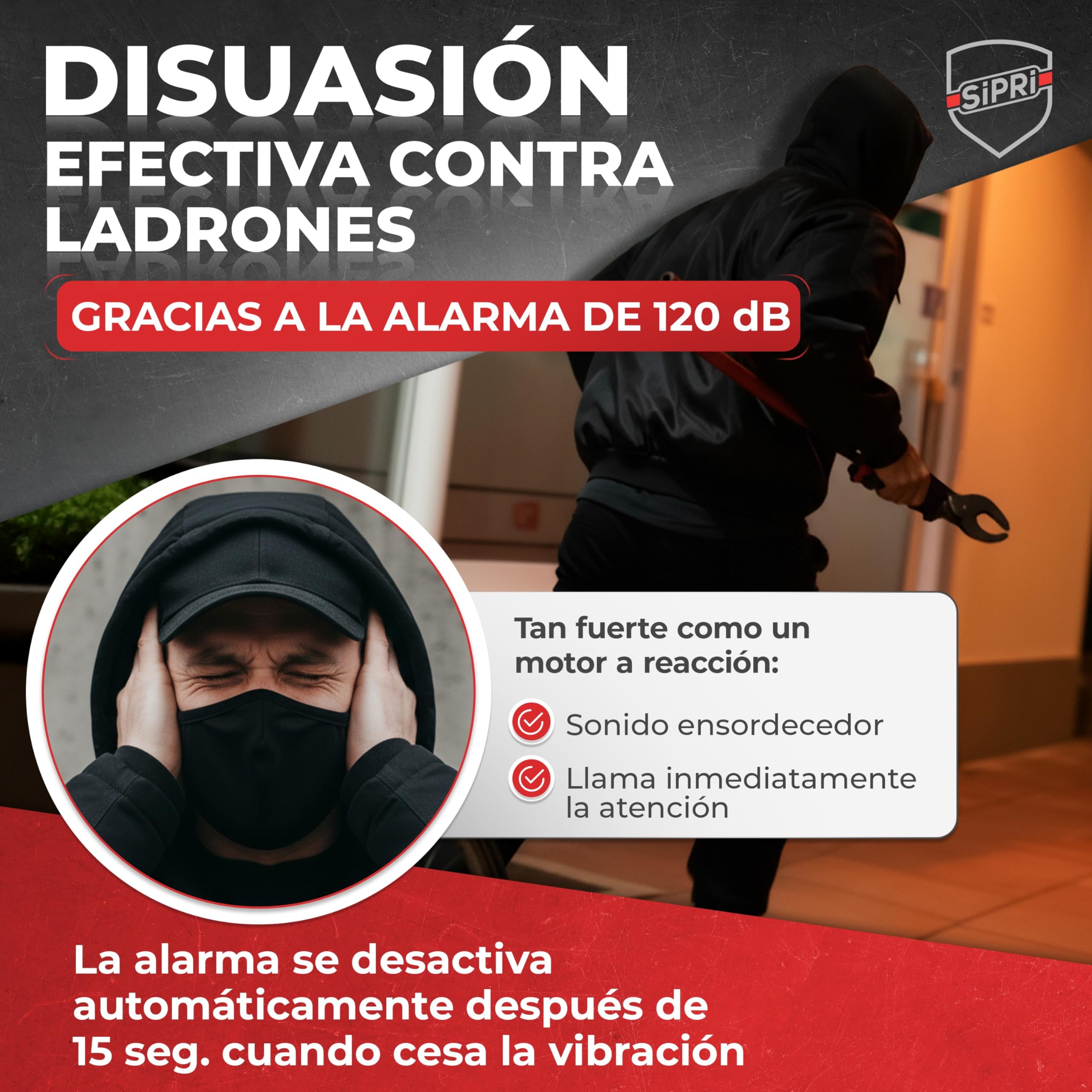 SIPRI® Candado plegable para bicicleta con alarma 120 dB | Candado plegable