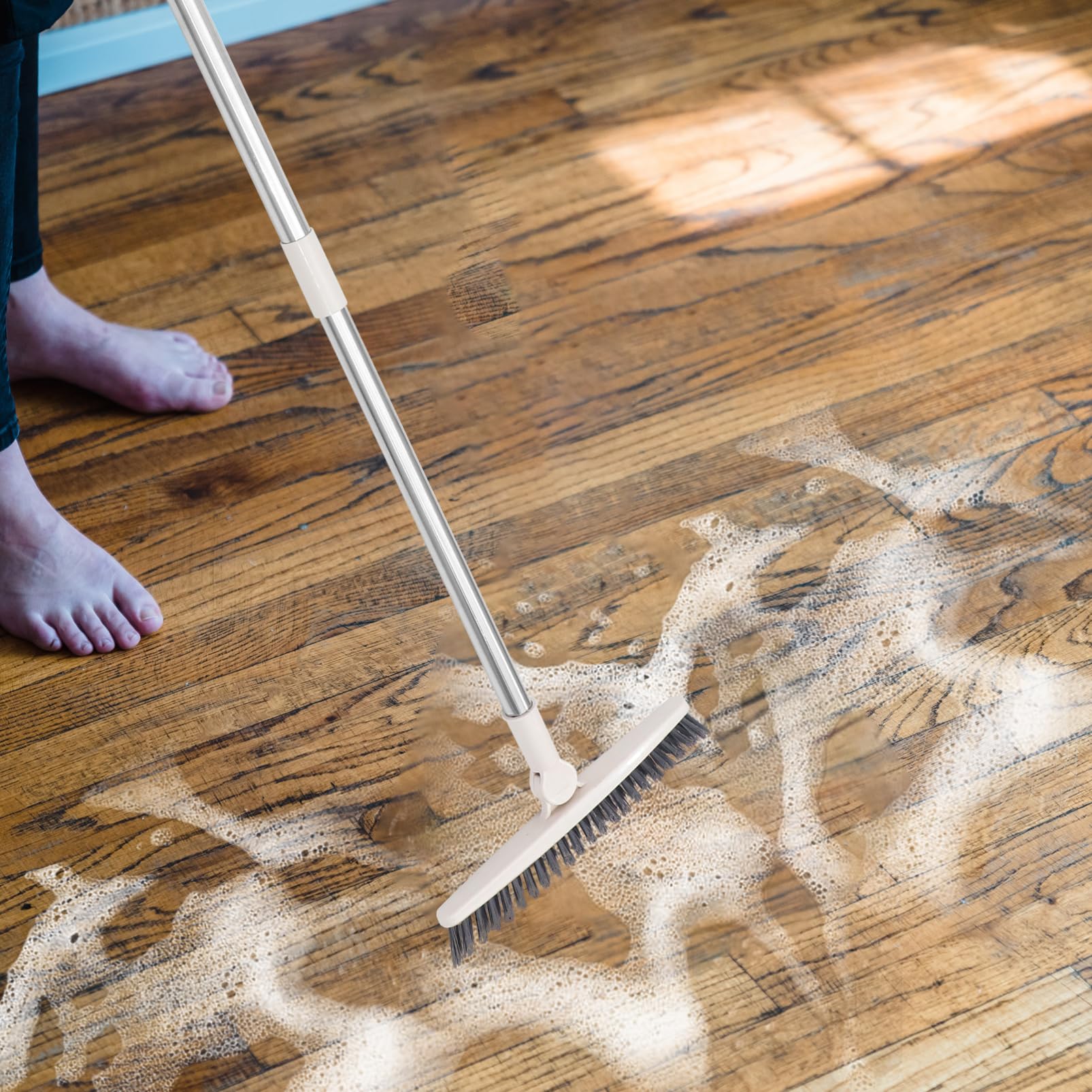 SHERCHPRY 2 Piezas Cepillo de Limpieza para Grietas de Suelo con Mango y Cabeza Herramienta Multiusos para Fregar y Azulejos para Ranuras y Difíciles de