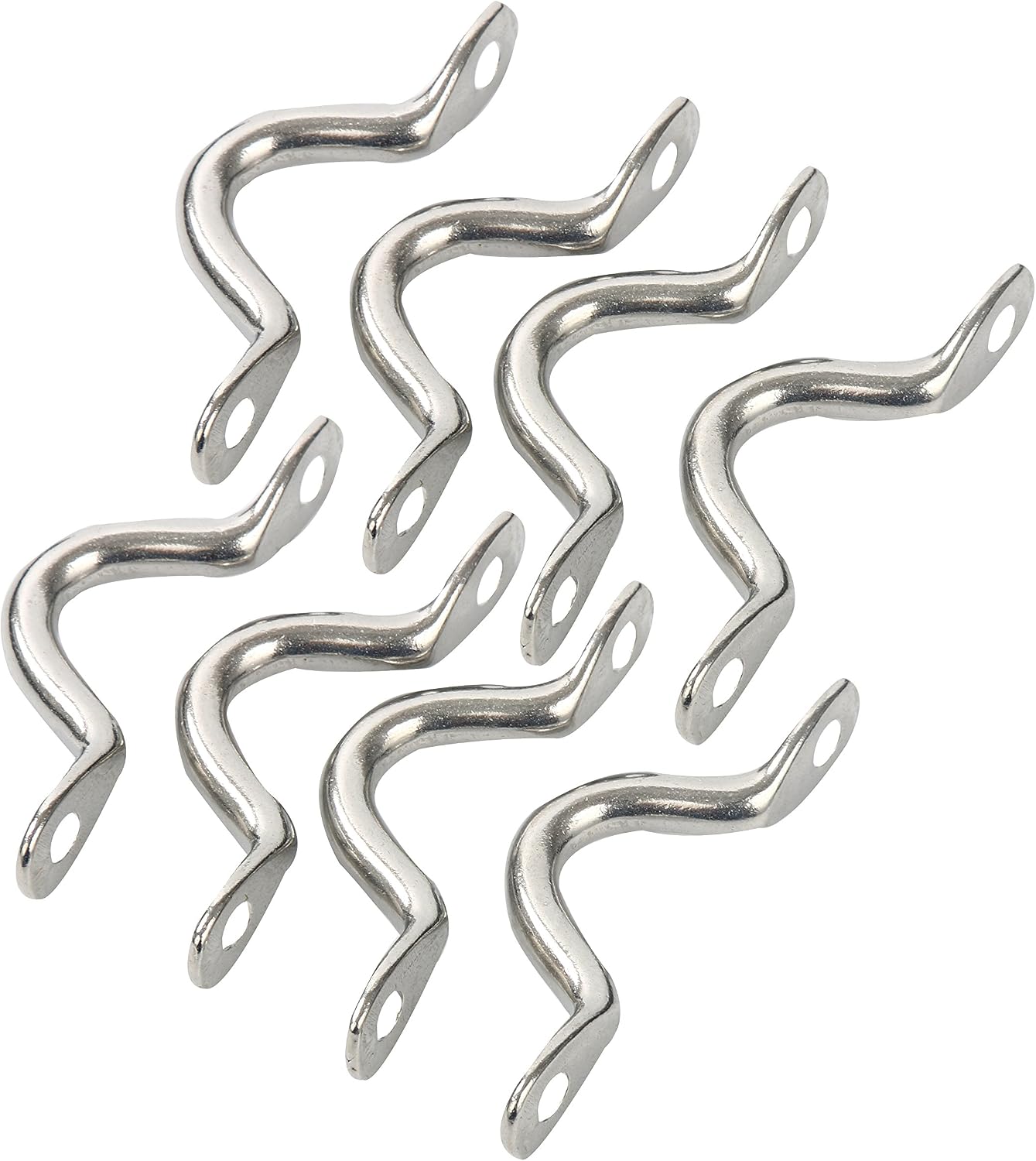 Amarine Made Pack of 8 Stainless Steel Bimini Boat Top PAD Eye, Eye Straps, Tie Down, Kayak Deck Loops, Tie Down Anchor Point, footman's Loop for Kayak Canoe Rigging