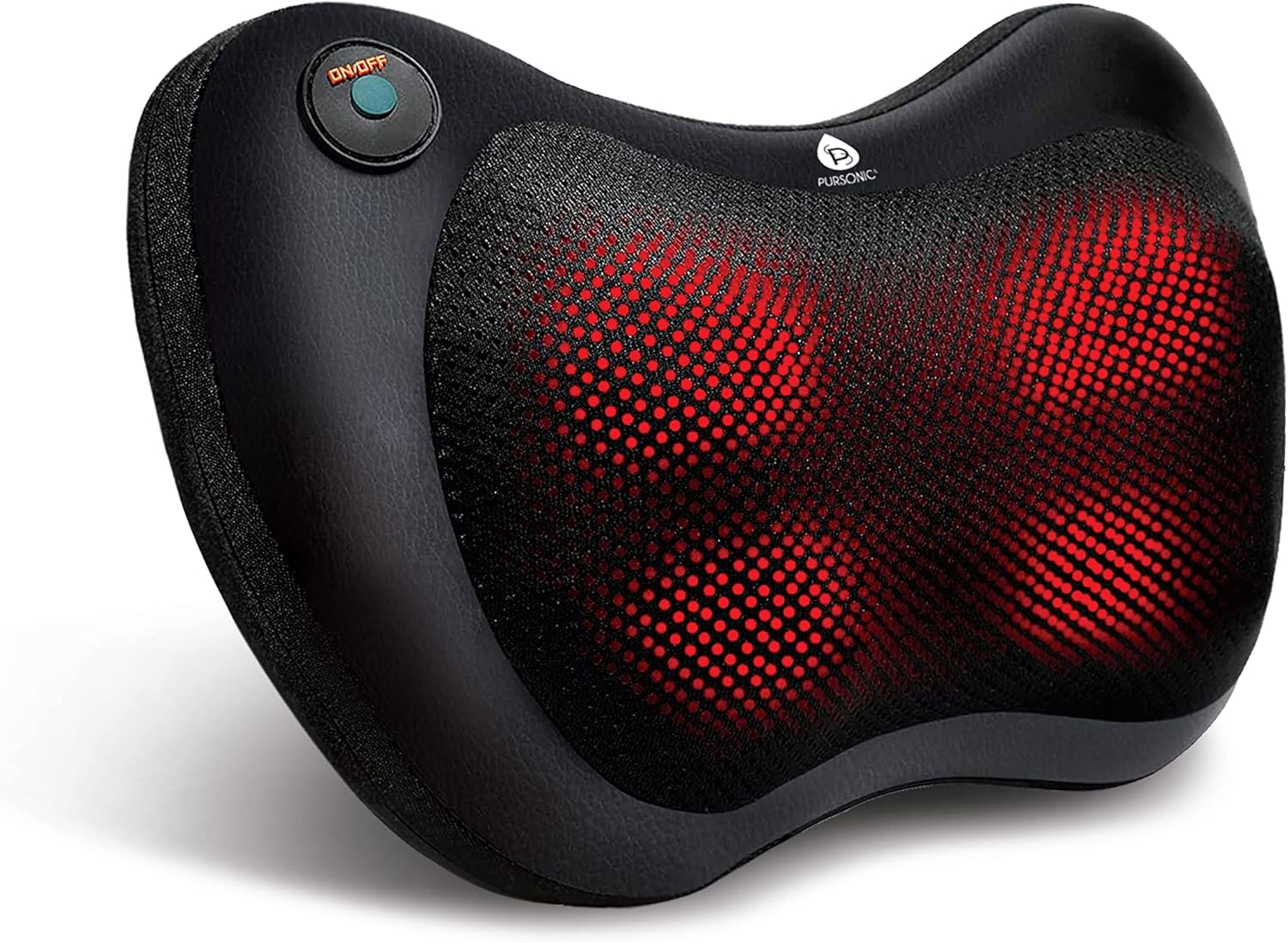 Pursonic Shiatsu Heating Neck & Back Massager-Pillow ,Kneading Massage,Bi-Direction Massage,4 Deep Massage Knots , -for Home, Office, Chair, Car, Athletes & Muscle Pain Relief
