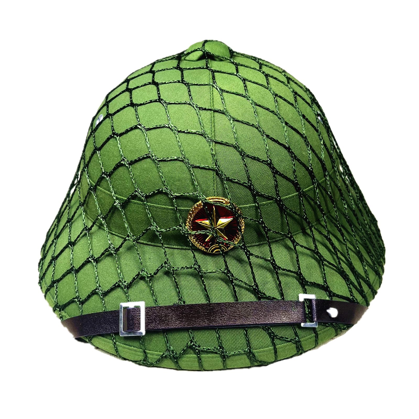 GenericMũ Cói Vietnam Army Viet Cong VC Combat Pith Hat Rainy Hat Jungle Cap with Net Green Cool Helmet