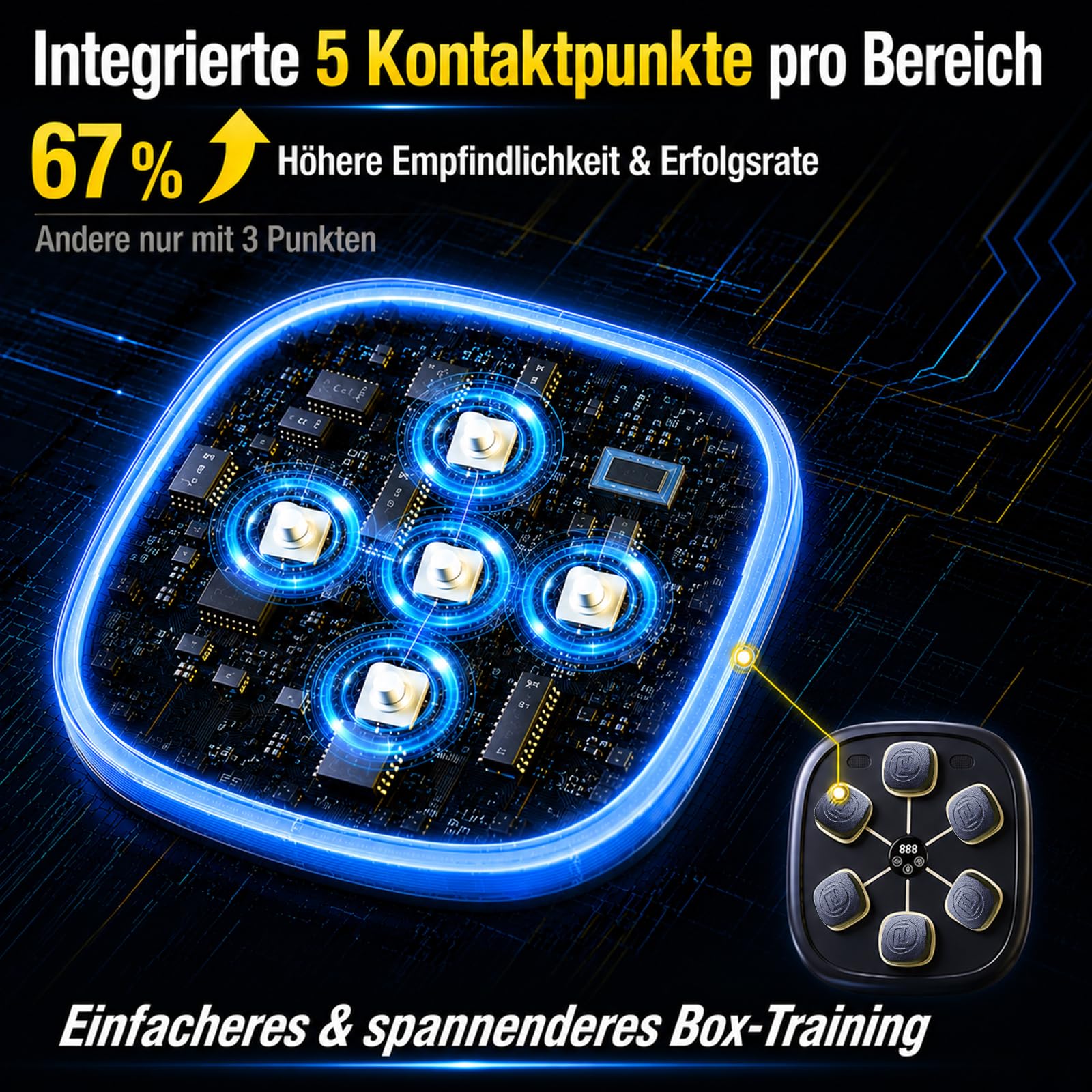 Musik Boxmaschine, Boxmaschine mit Bluetooth für Erwachsene und Kinder, | Sprachsteuerung, Boxhandschuhe enthalten,11 Trainingsmodi, 9 LED-Modi, Schlagzähler
