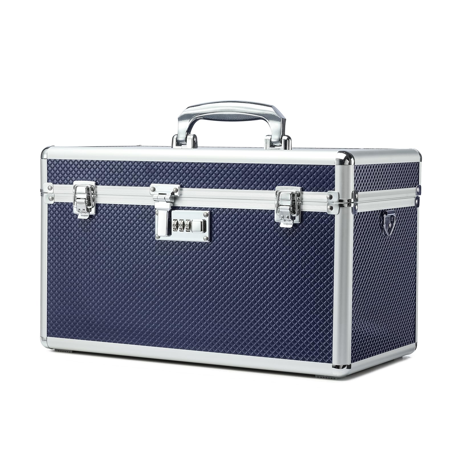 Boîte de rangement verrouillable grand format XL bleu, coffret robuste à code haute sécurité