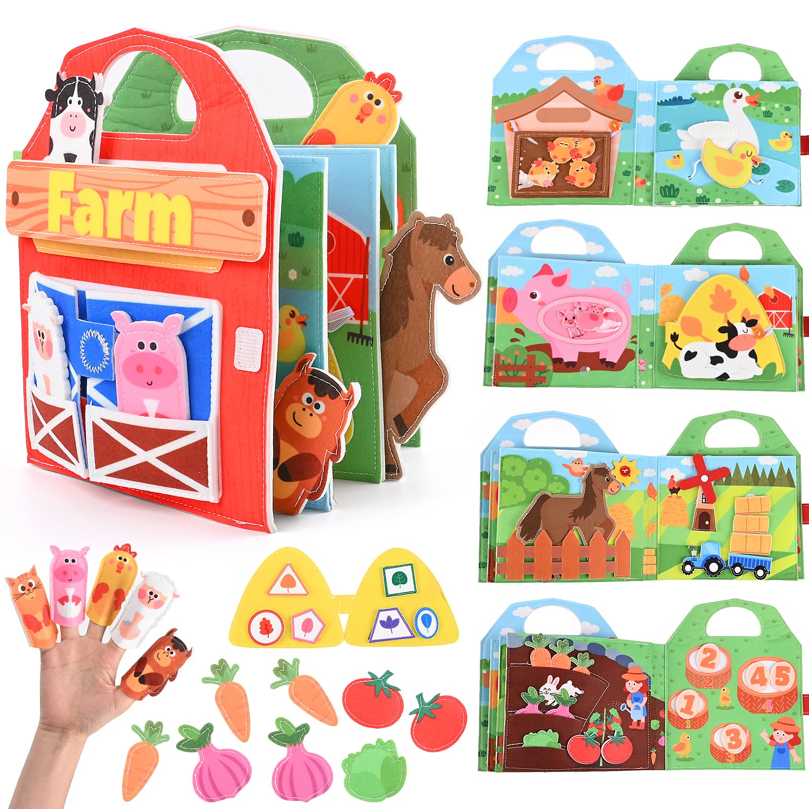 Gerbala Libro Montessori Interattivo 1 Anno, Quiet Book Sensoriale Educativo Giochi,Busy Board Regalo Bimbo Bimba, Regali per Ragazze e Ragazzi (A)